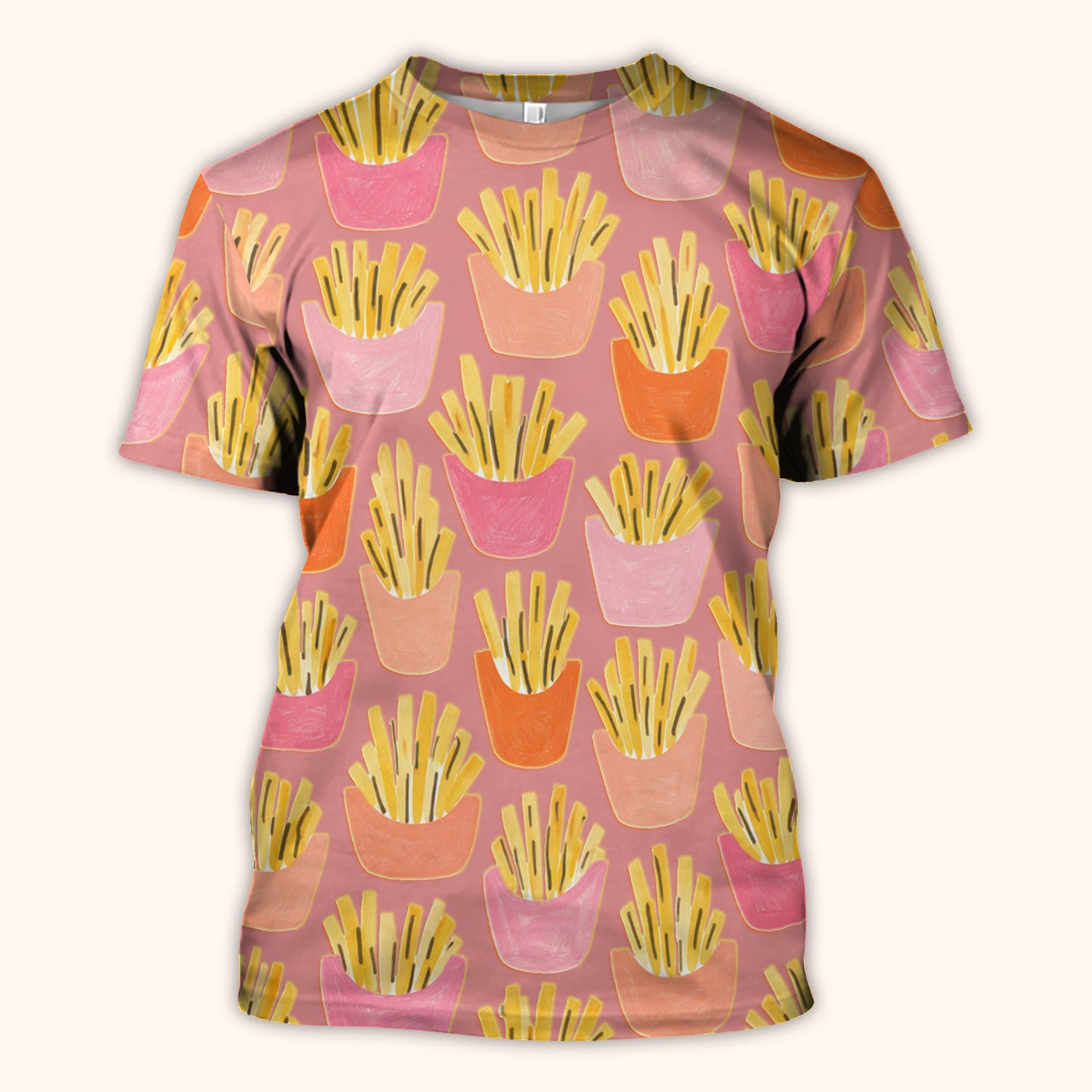 Funny French Fries Snack Food Pattern Scrub Top, Comfortable Scrubs for Nurses