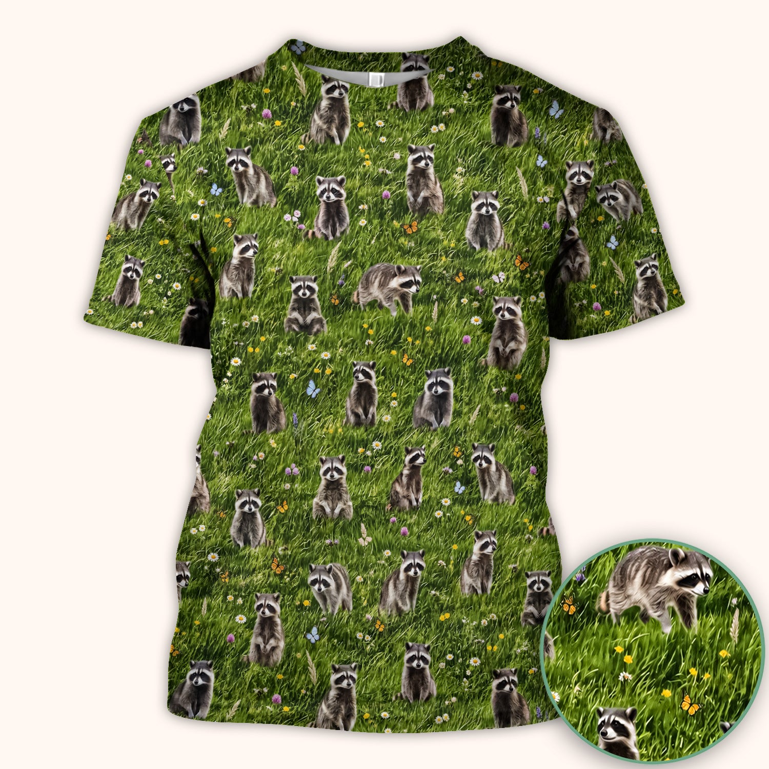 Raccoon Meadow Print Scrub Top, Comfortable Scrubs for Nurses