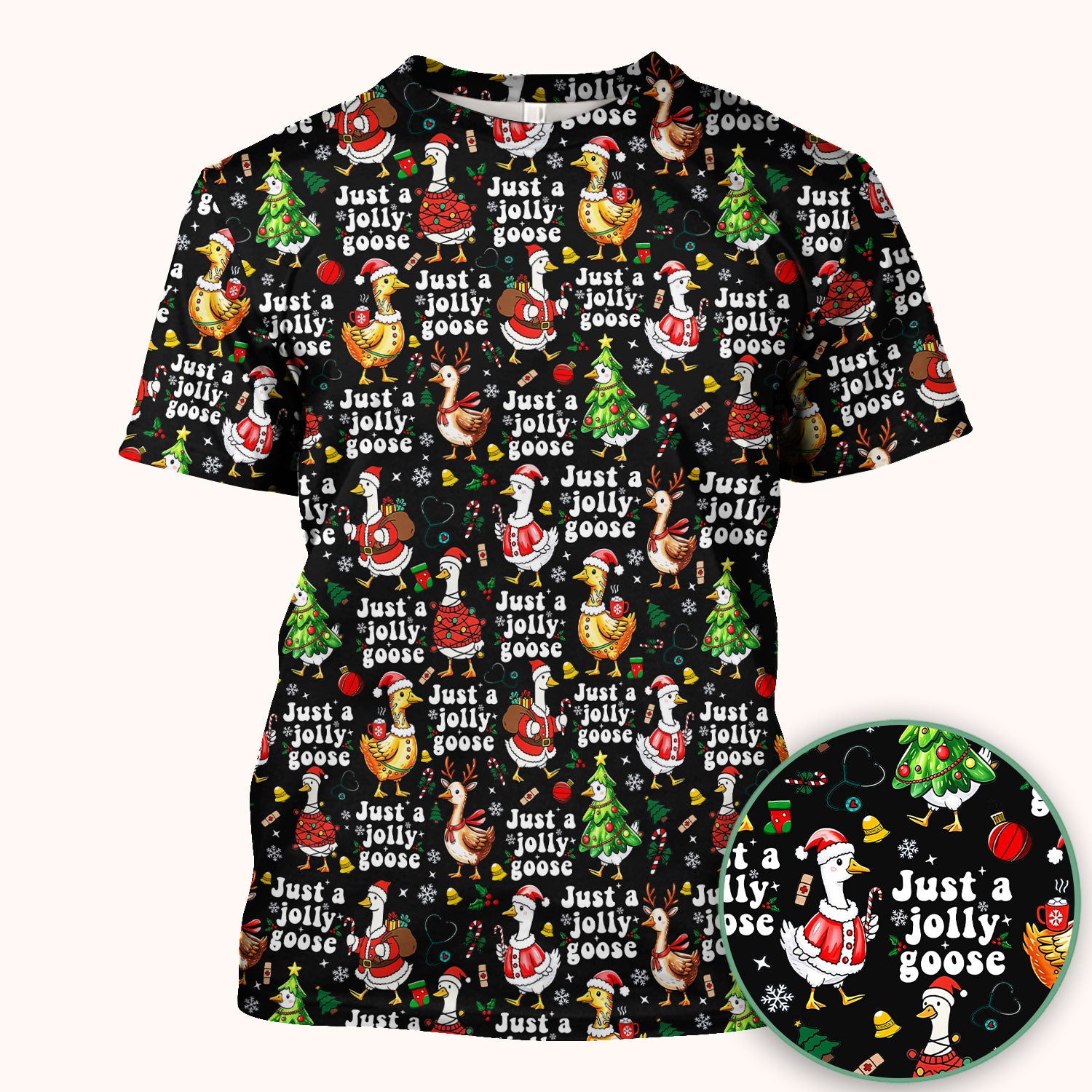 Just a Jolly Goose Funny Christmas Scrub Top - Holiday Medical Uniform for Nurse - Santa Goose Shirt Gift for Women
