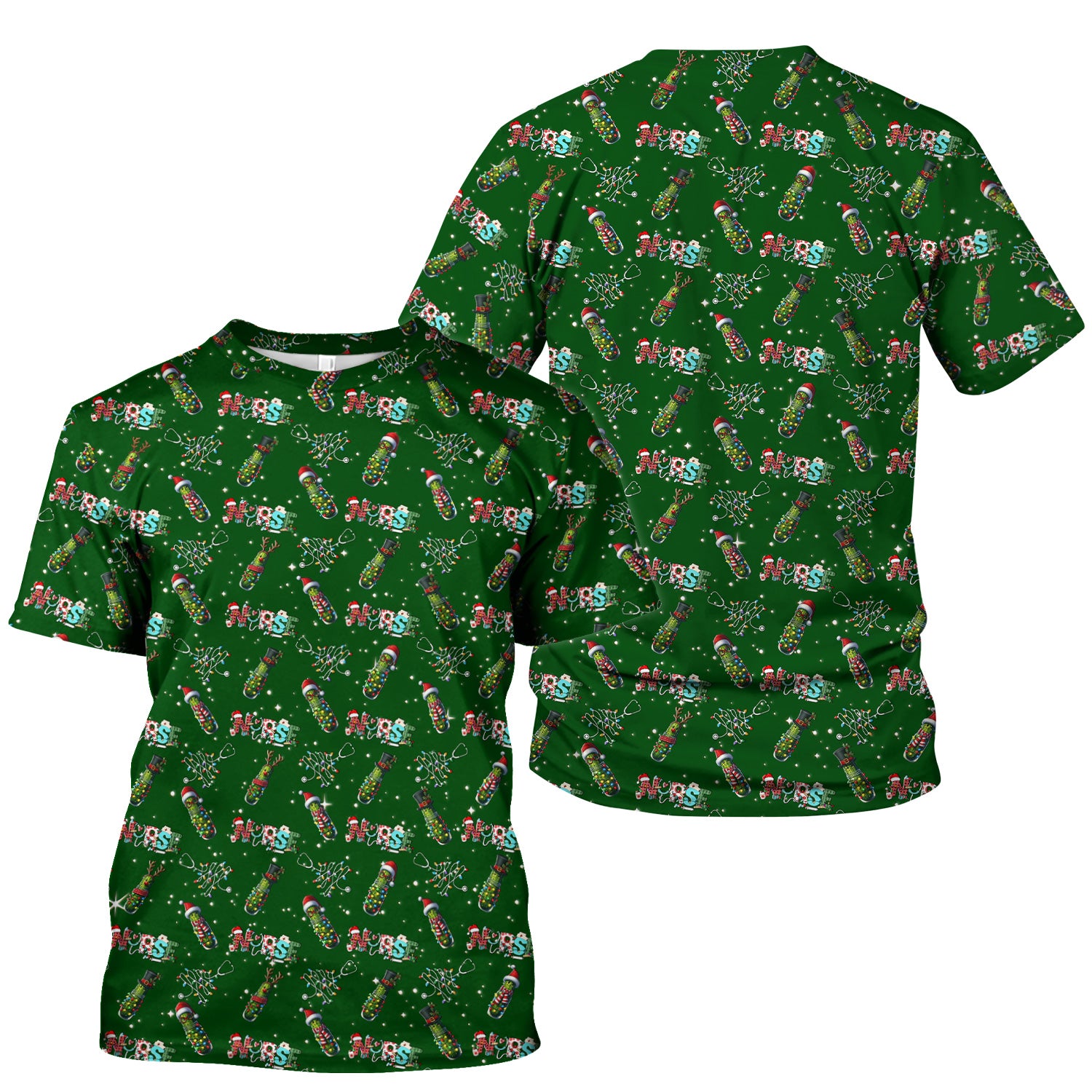 Christmas Pickle Scrub Top - Funny Holiday Medical Uniform - Gift for Nurse RN CNA LPN LVN EN