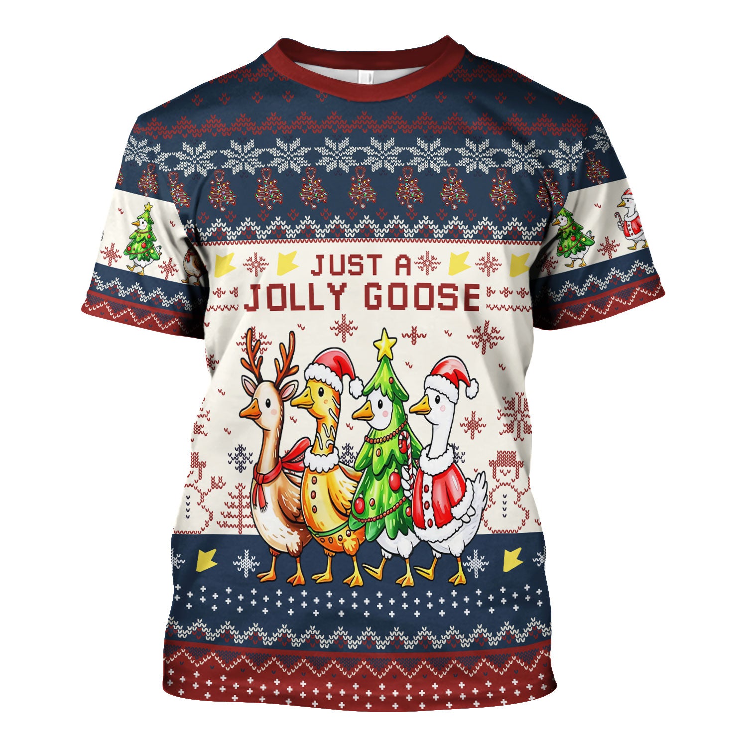 Funny Jolly Goose Christmas Scrub Top – Playful Holiday Goose Squad Pattern – Festive Medical Uniform for Nurses, Vets & Healthcare Workers