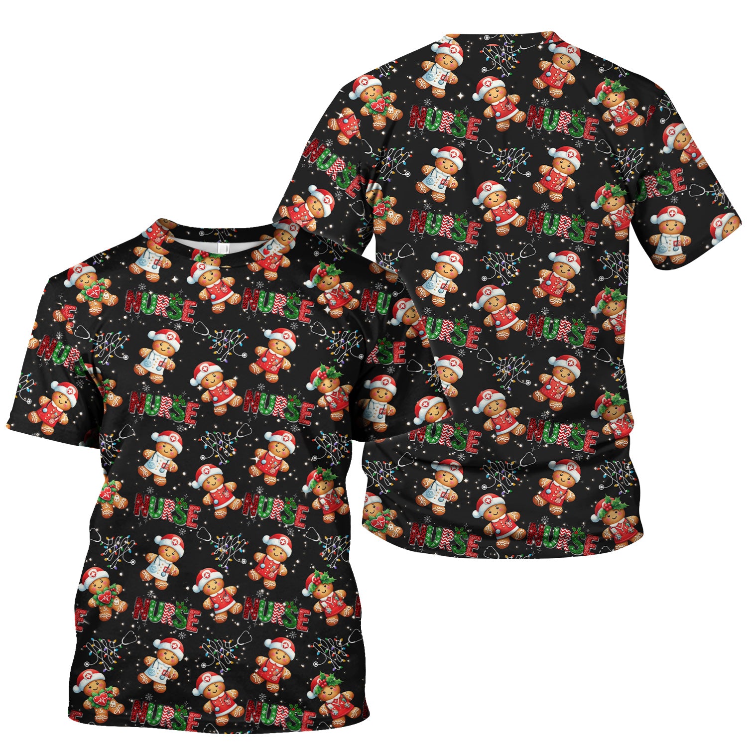 Gingerbread Christmas Scrub Top - Festive Holiday Nurse Medical Shirt - Gift for RN CNA LPN
