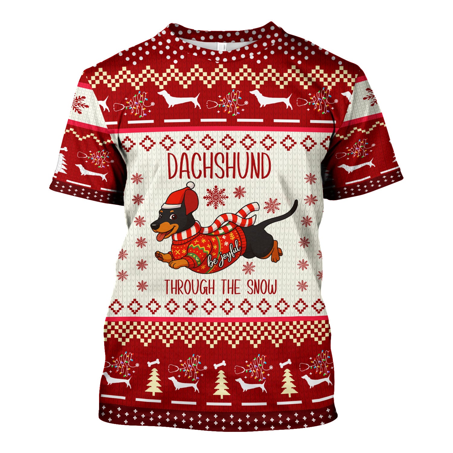 Wiener Dog Through The Snow Christmas Scrub Top - Cute Dachshund Nurse Shirt - Funny Holiday Medical Uniform