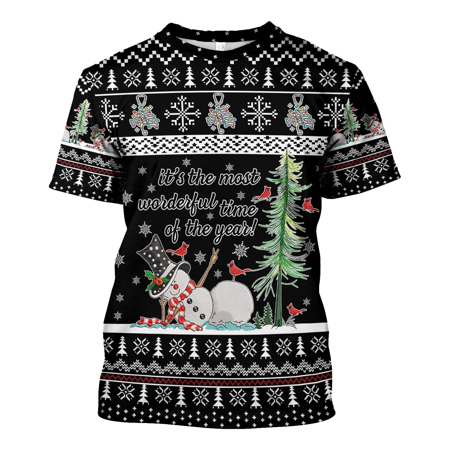 Snowman Christmas Scrub Top, Funny Holiday Nurse Shirt, It's The Most Wonderful Time Of The Year Uniform FOr Nursing