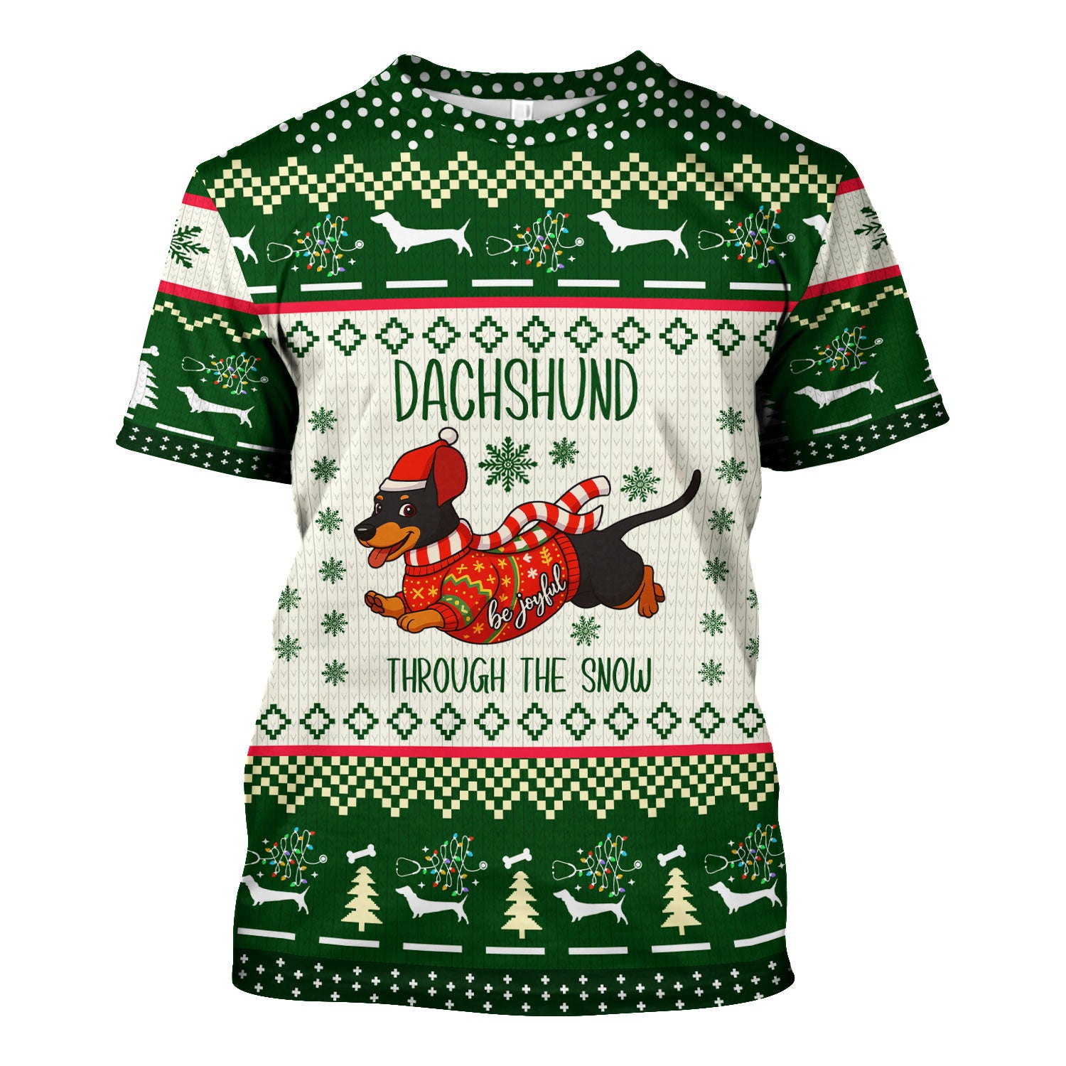 Wiener Dog Through The Snow Christmas Scrub Top - Cute Dachshund Nurse Shirt - Funny Holiday Medical Uniform