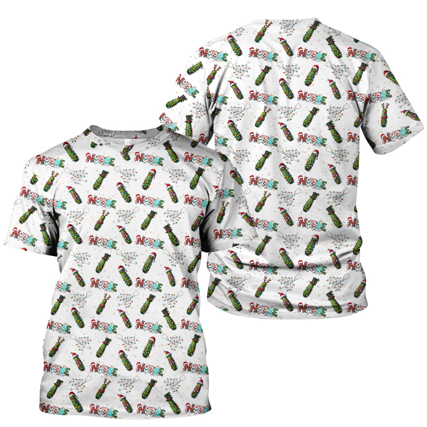 Funny Christmas Pickle Scrubs for Women - Festive Holiday Nurse Medical Uniform - Gift for RN CNA LPN LVN EN
