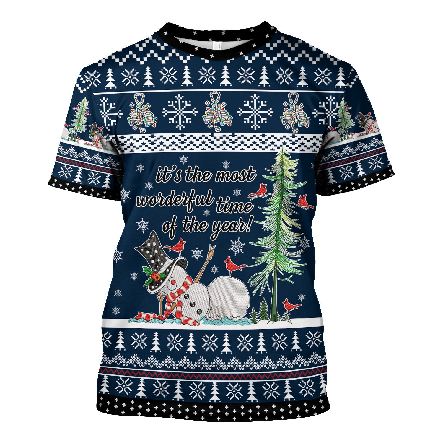 Snowman Christmas Scrub Top, Funny Holiday Nurse Shirt, It's The Most Wonderful Time Of The Year Uniform FOr Nursing