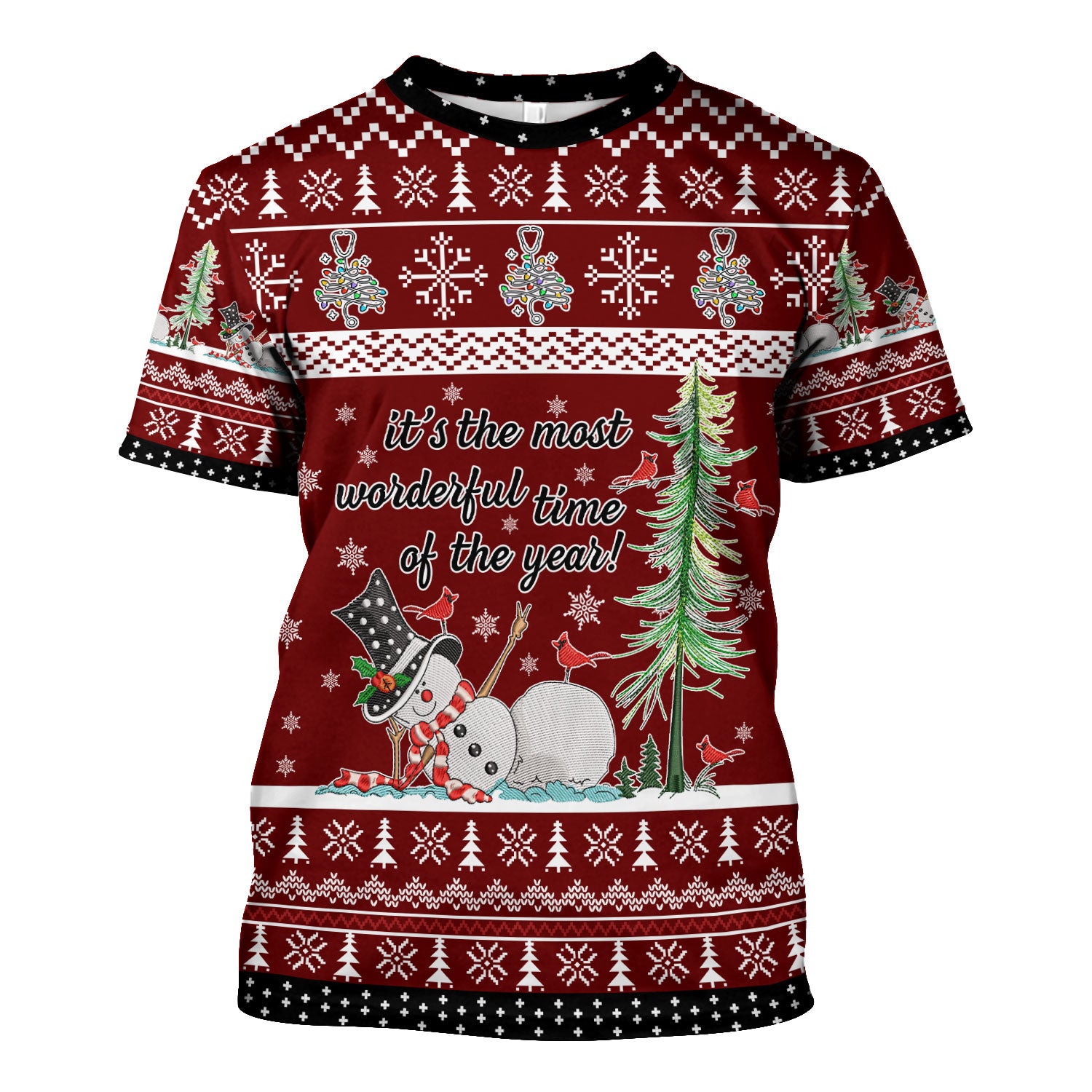 Snowman Christmas Scrub Top, Funny Holiday Nurse Shirt, It's The Most Wonderful Time Of The Year Uniform FOr Nursing