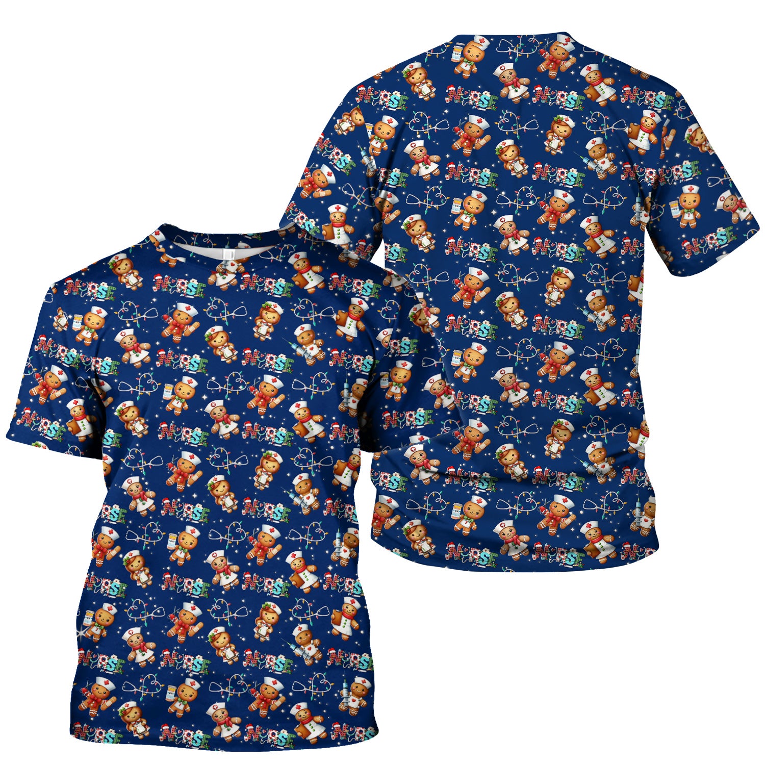 Christmas Gingerbread Nurse Scrub Top - Cute Holiday Medical Uniform for Women - Gift for RN CNA LPN LVN EN