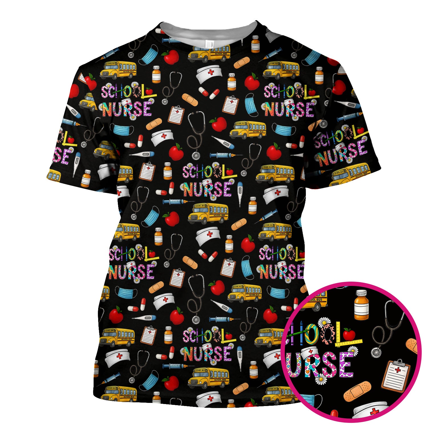 Funny School Nurse Life Scrub - School Nurse Quote & Cute Medical Icons Graphic - Gift for Women RN LPN