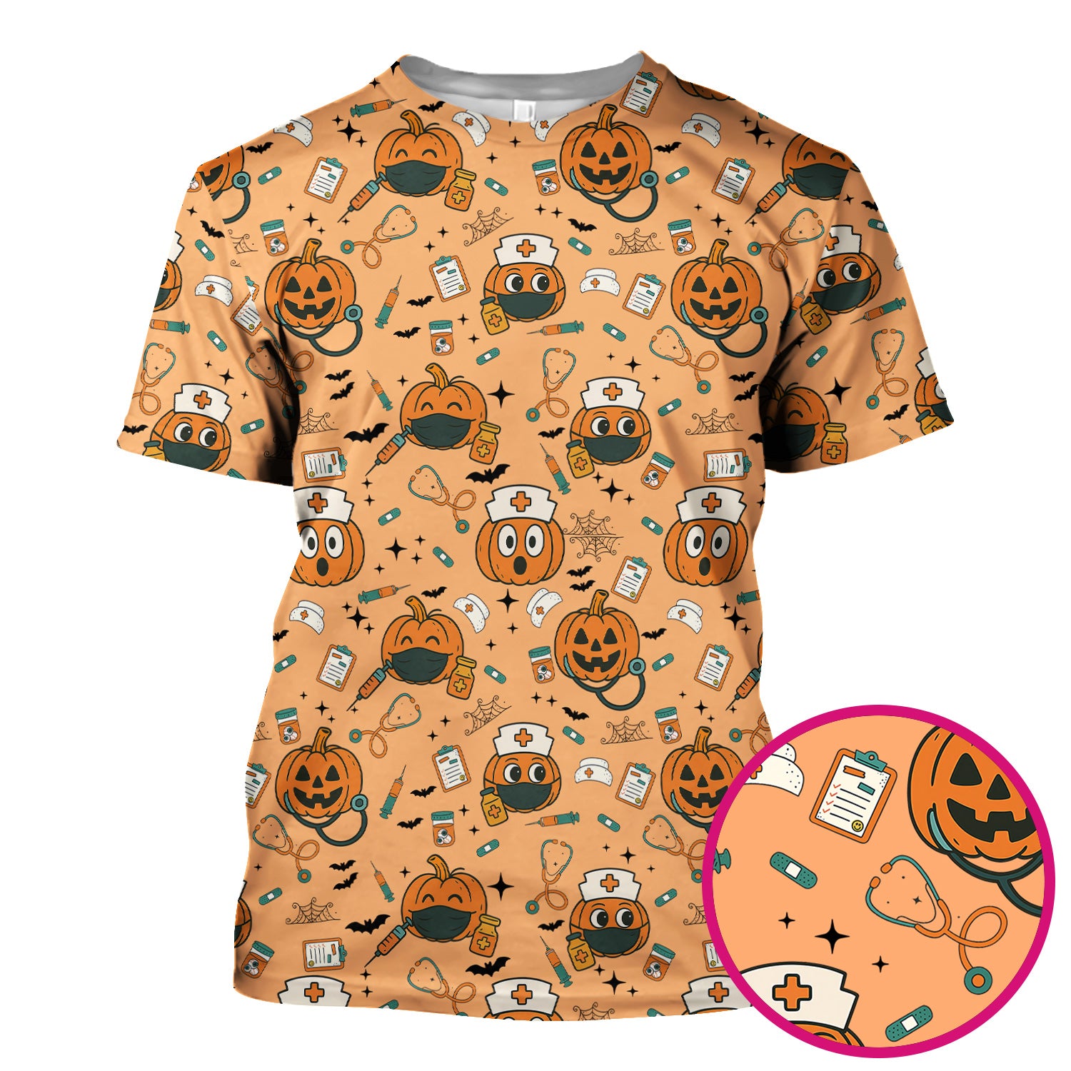 Halloween Nurse Scrub Top - Cute Holiday Scrub for Nurse - Spooky Halloween Gift for CNA RN LPN