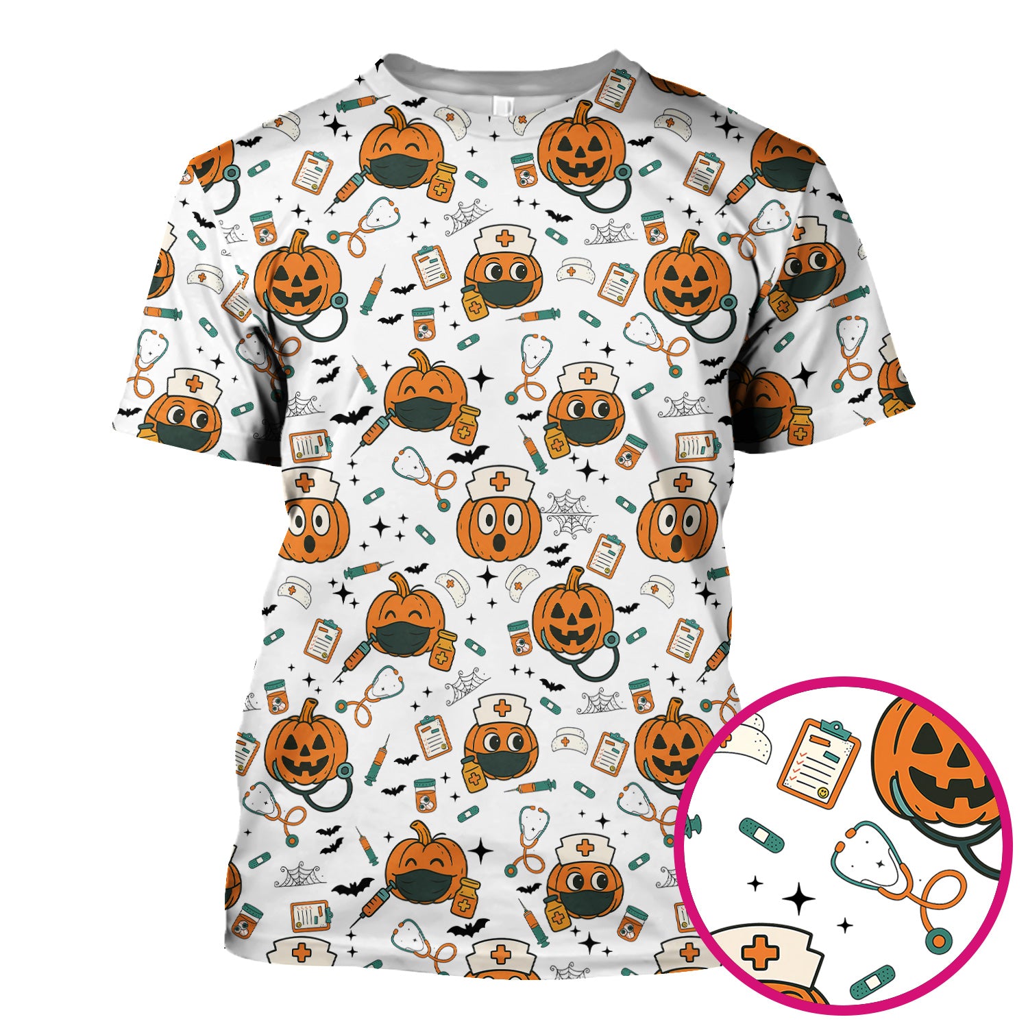 Halloween Nurse Scrub Top - Cute Holiday Scrub for Nurse - Spooky Halloween Gift for CNA RN LPN