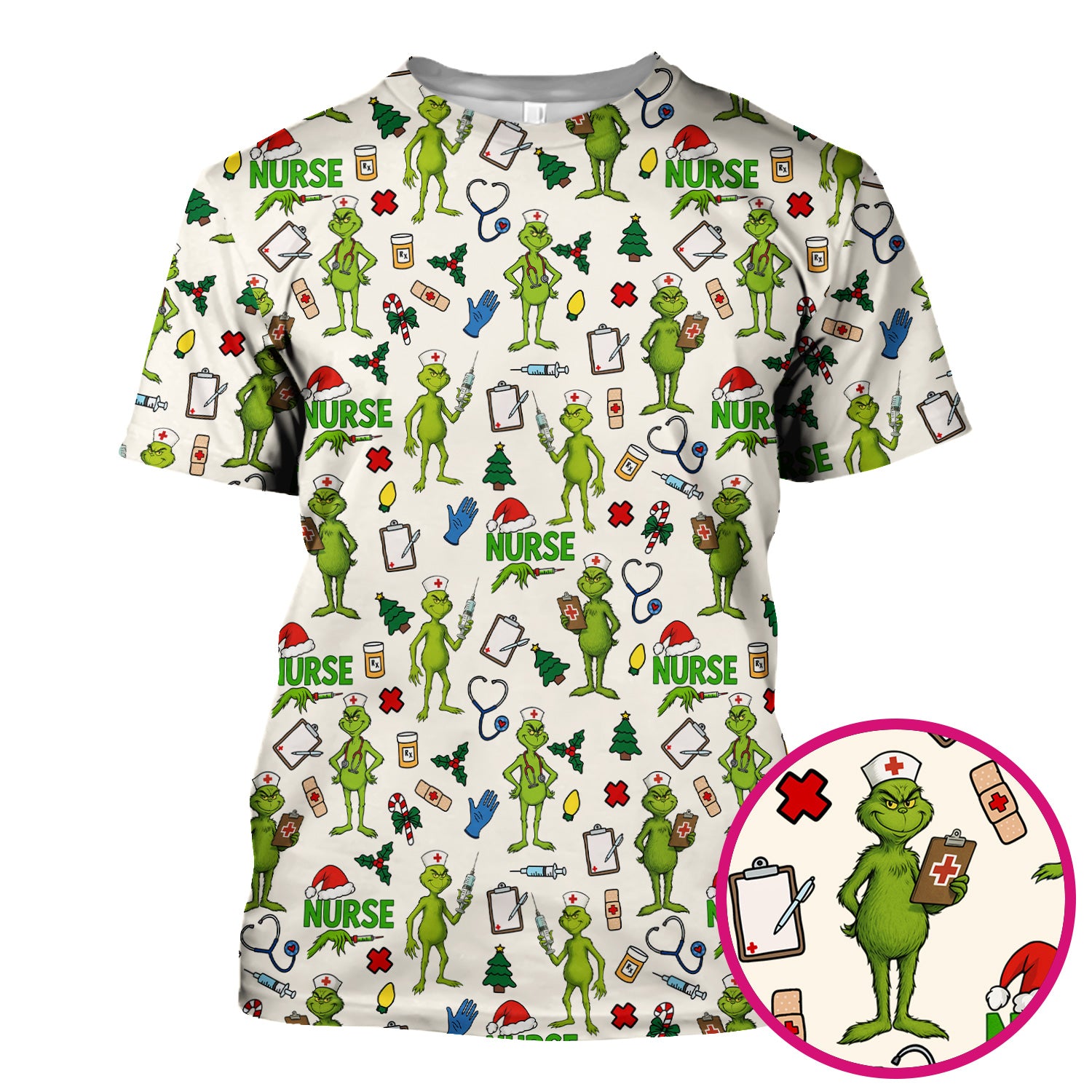 Funny Grinch Nurse Scrub Top - Christmas Holiday Medical Shirt - Multiple Color Options CNA RN LPN Gift