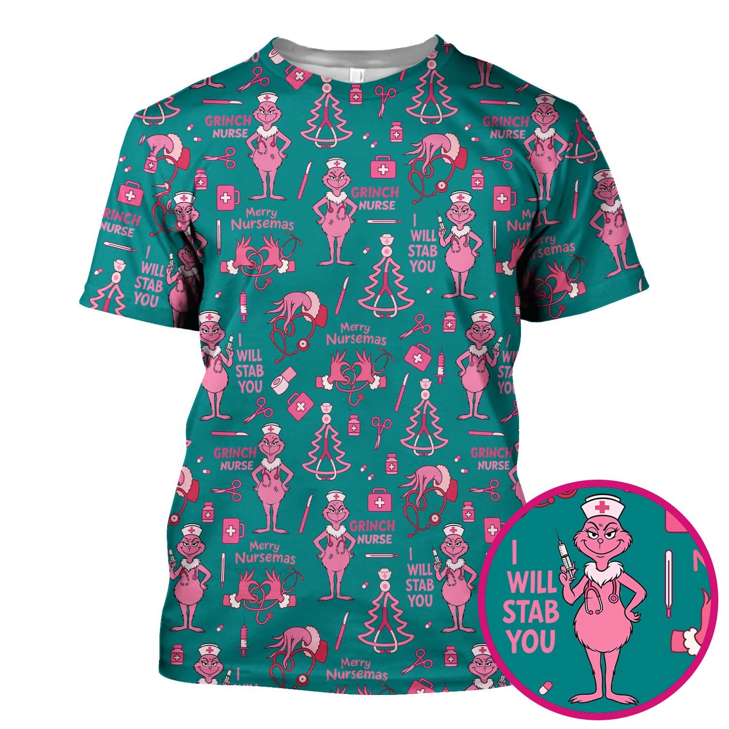 Funny Grinch Nurse Scrub Top - Merry Nursemas Shirt for Women - Multiple Color Options RN LPN CNA Gift