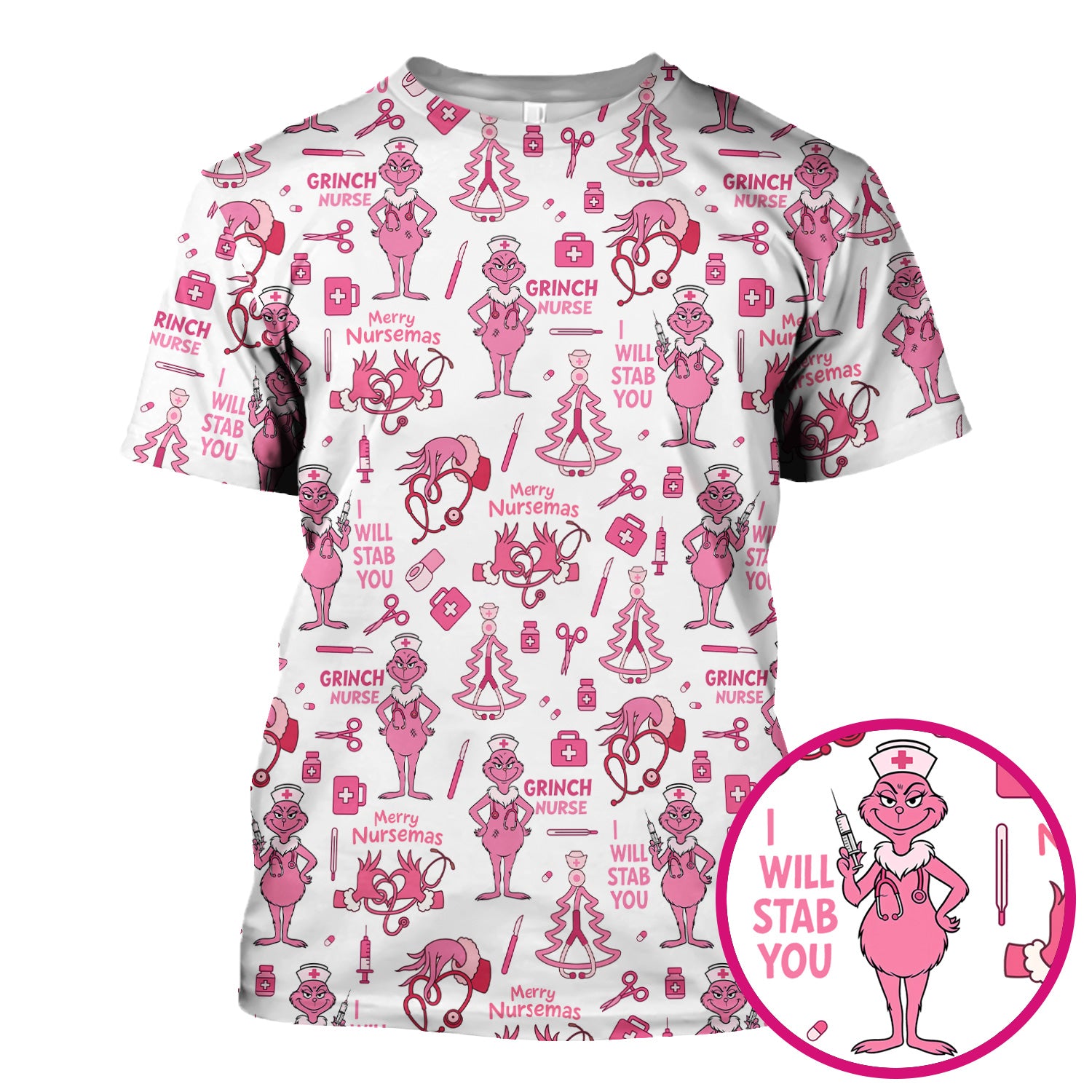 Funny Grinch Nurse Scrub Top - Merry Nursemas Shirt for Women - Multiple Color Options RN LPN CNA Gift