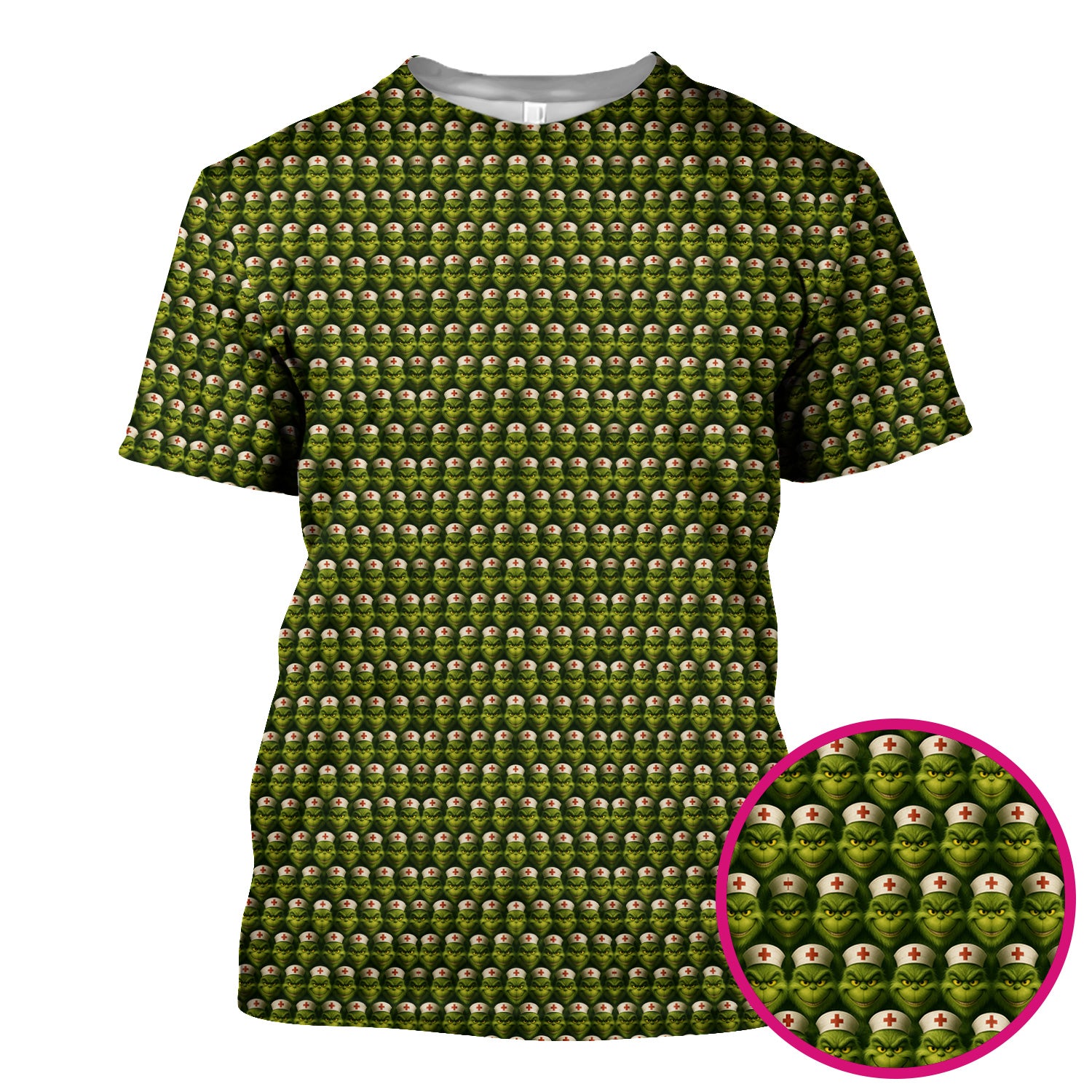 Personalized Nurse Grinch Scrub - Funny Christmas Scrub Top for Women - Custom RN LPN CNA Nursing Gift