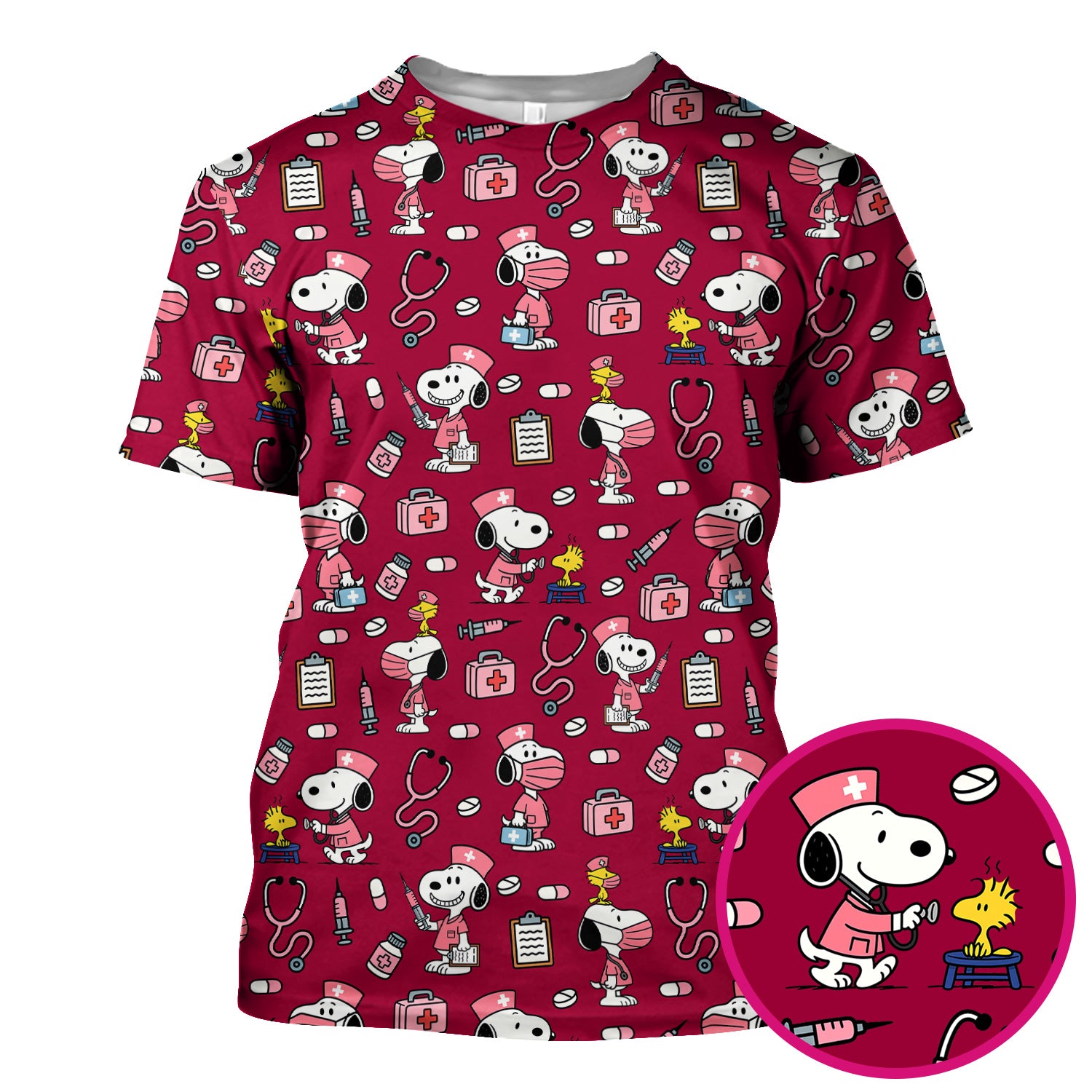 Custom Scrub Top for Nurses - Funny Snoopy Medical Scrub Shirt Multi Color - Cute Nursing Scrub Shirt with Handy Pockets