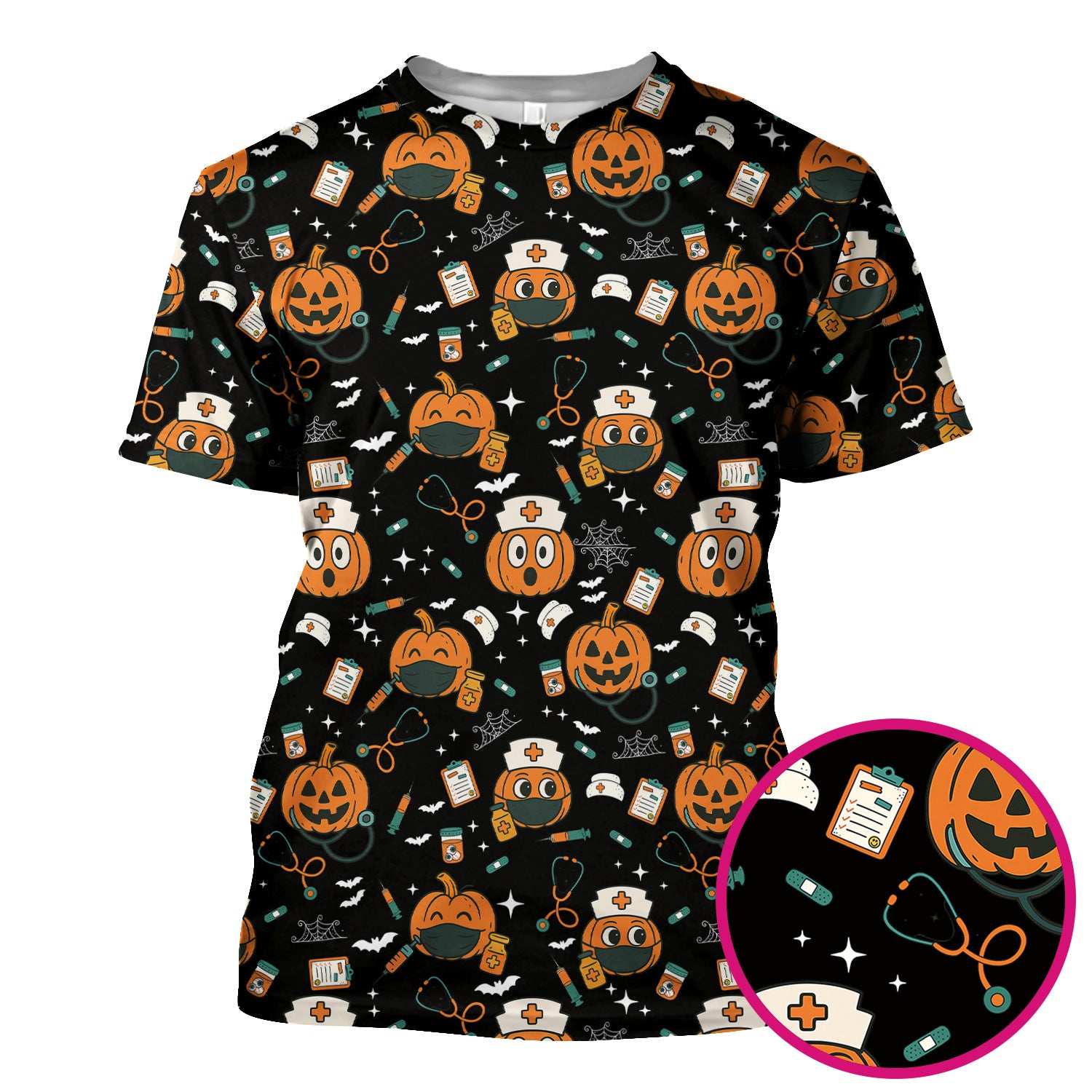 Halloween Nurse Scrub Top - Cute Holiday Scrub for Nurse - Spooky Halloween Gift for CNA RN LPN