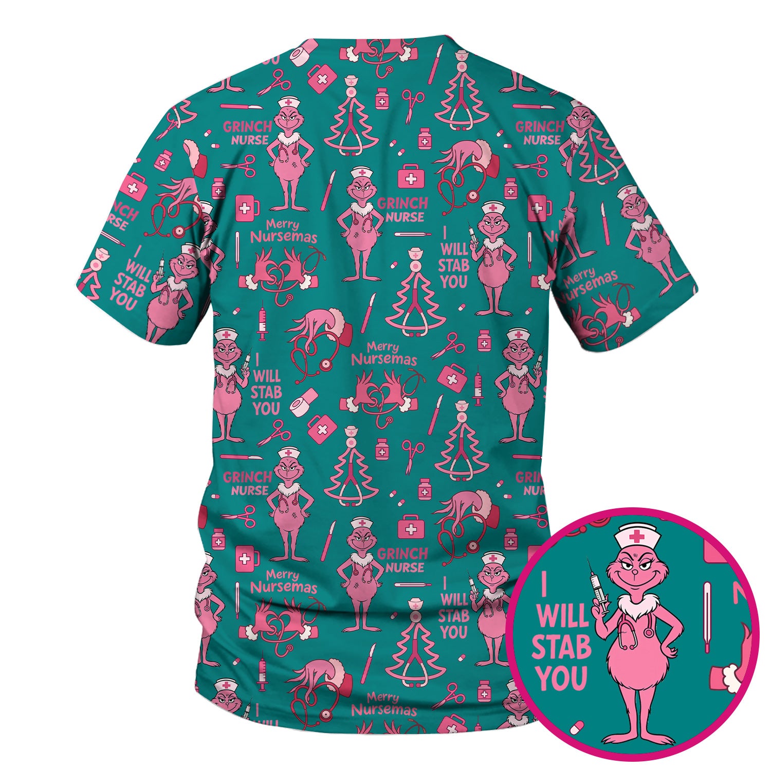Funny Grinch Nurse Scrub Top - Merry Nursemas Shirt for Women - Multiple Color Options RN LPN CNA Gift