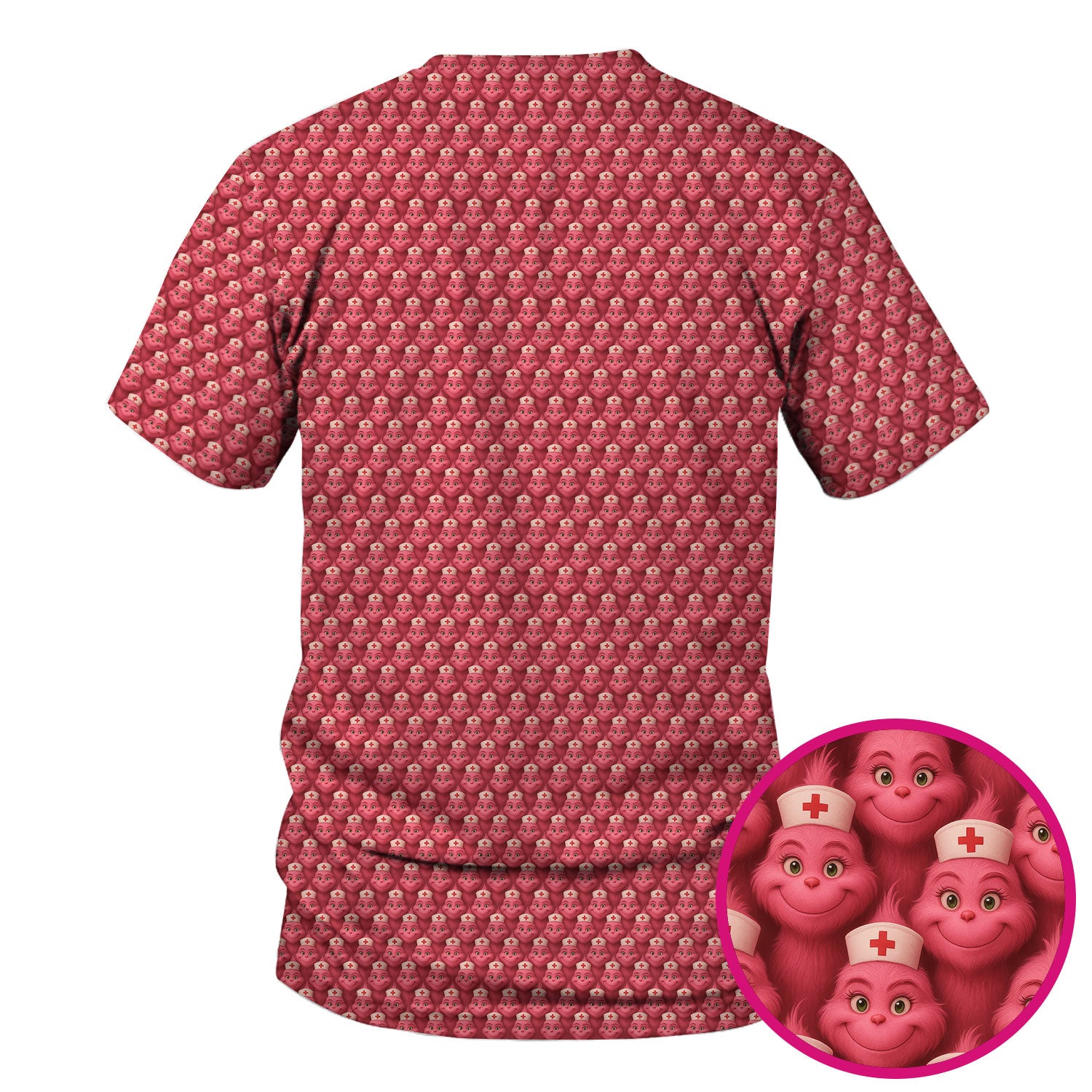 Personalized Nurse Grinch Scrub - Funny Christmas Scrub Top for Women - RN LPN CNA Nursing Gift