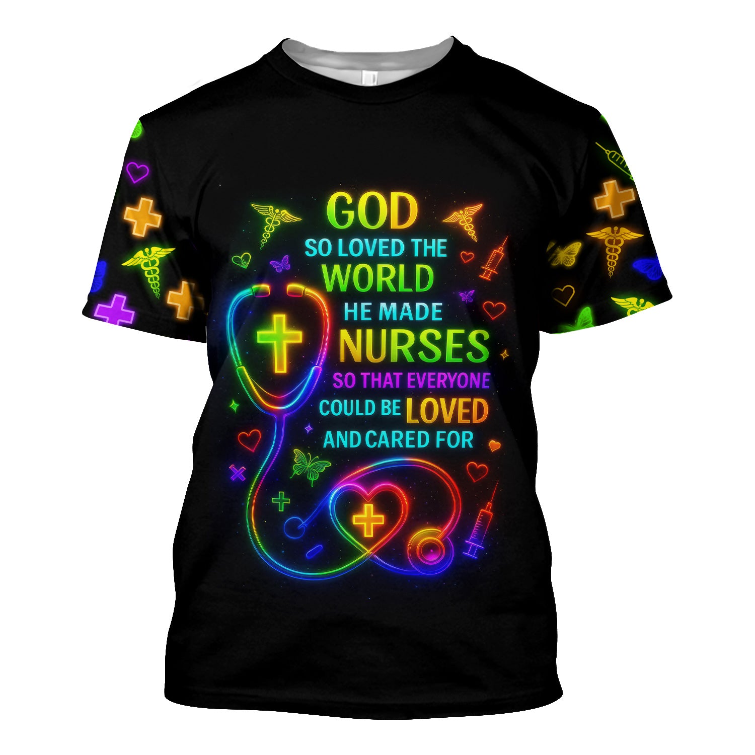 Christian Nurse Faith Scrub Top - God Made Nurses Inspirational Quote Design - Gift for Women RN LPN & Healthcare Workers