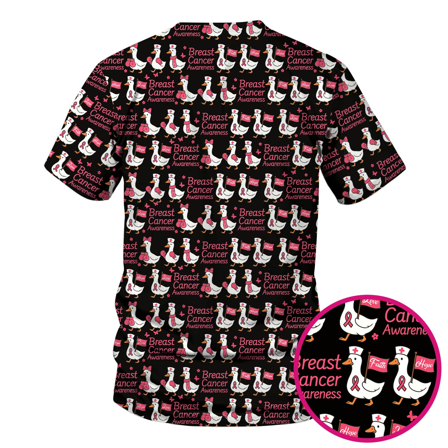 Breast Cancer Awareness Scrub Top - Cute Medical Uniform Scrub For Women - CNA RN LPN Gift