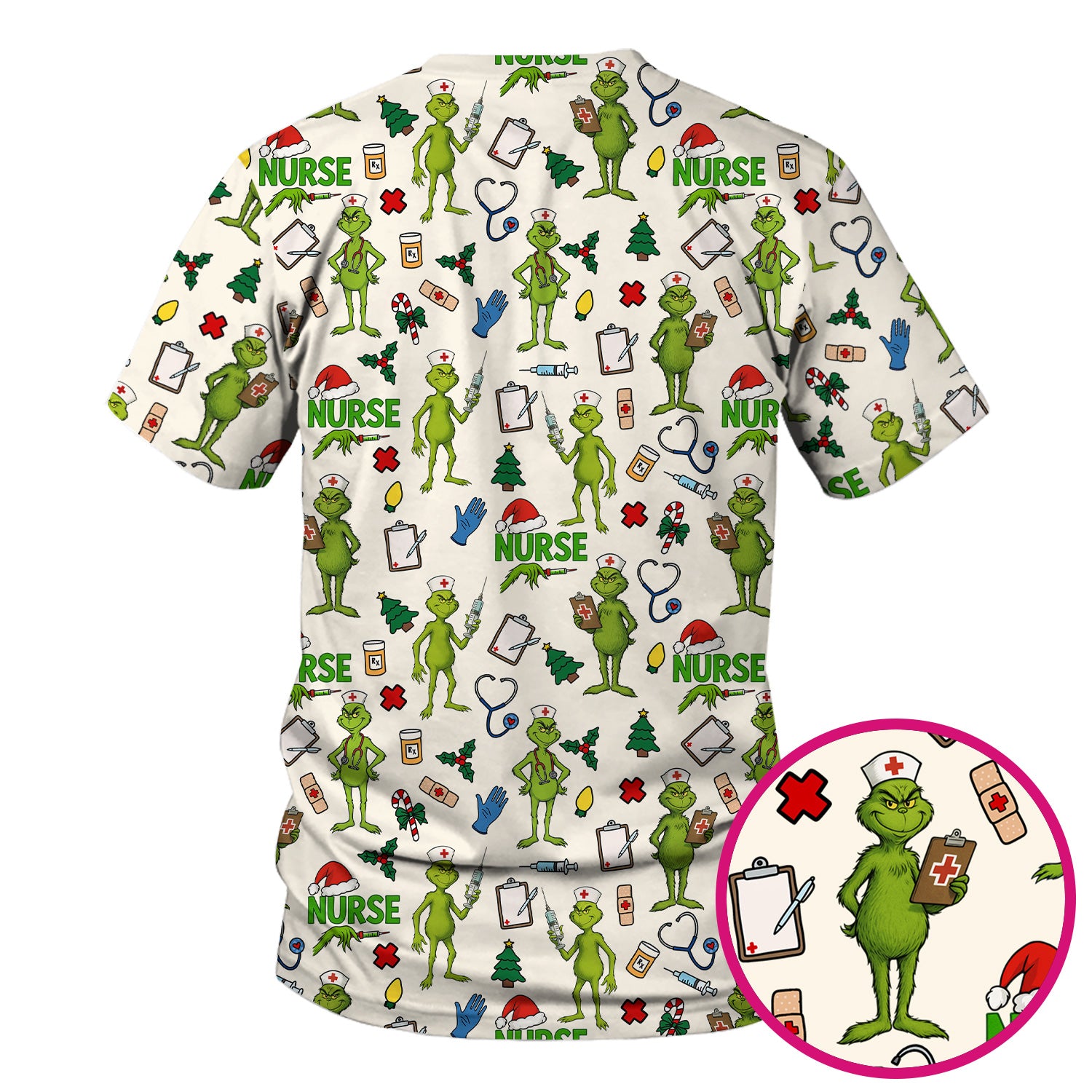 Funny Grinch Nurse Scrub Top - Christmas Holiday Medical Shirt - Multiple Color Options CNA RN LPN Gift