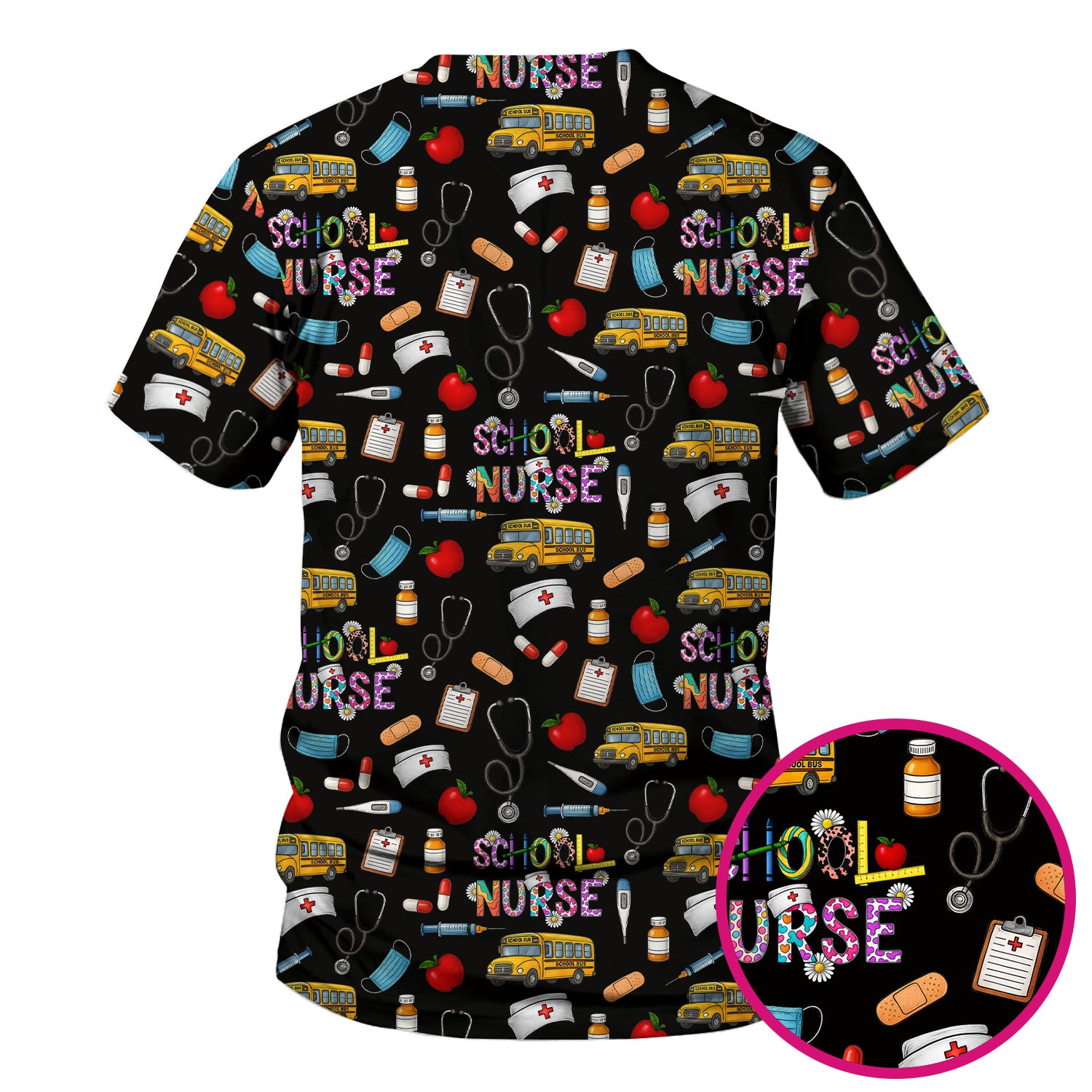 Funny School Nurse Life Scrub - School Nurse Quote & Cute Medical Icons Graphic - Gift for Women RN LPN