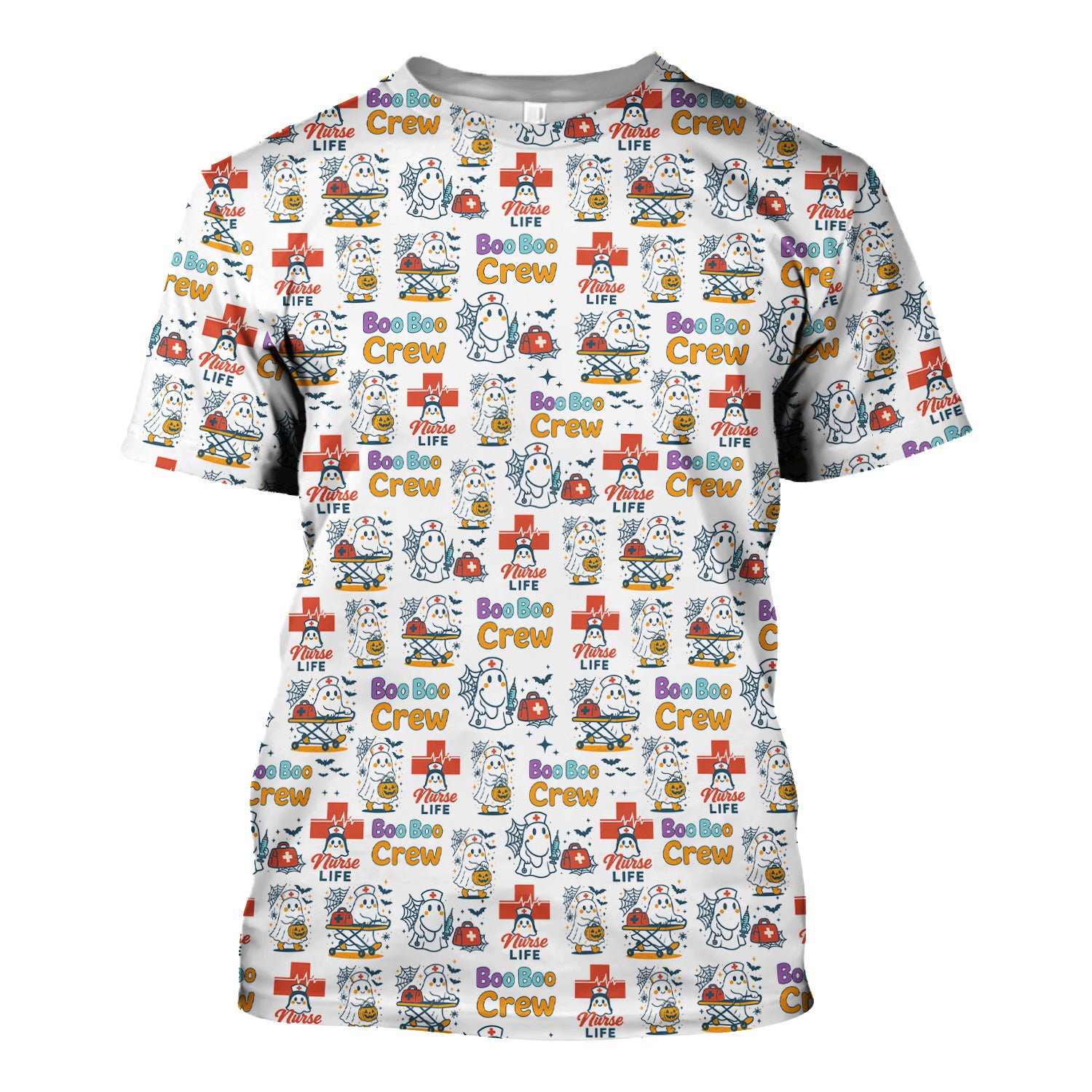 Cute Ghost Nurse Shirt for Halloween - Spooky Boo Boo Crew & Medical Icons Graphic Tee - Gift for ER LPN CNA Nurses