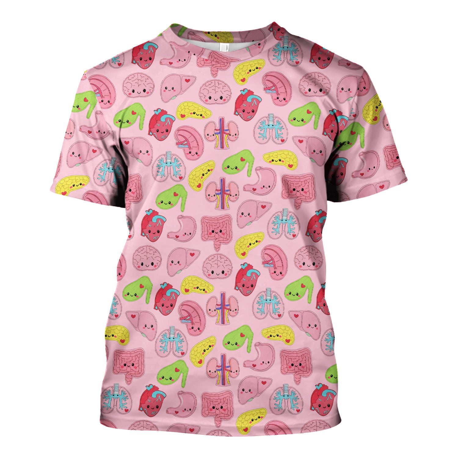 Funny Human Organs Nurse Shirt - Kawaii Brain, Heart & Lungs Graphic Design - Gift for Women RN LPN & Medical Students