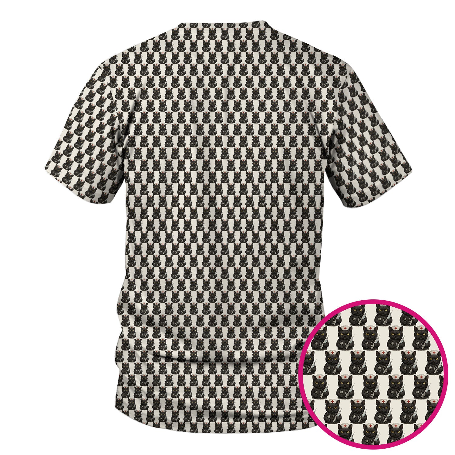 Funny Black Cat Nurse Shirt - Cute Cat Print Medical Graphic Tee - Gift for RN LPN CNA Nursing Staff
