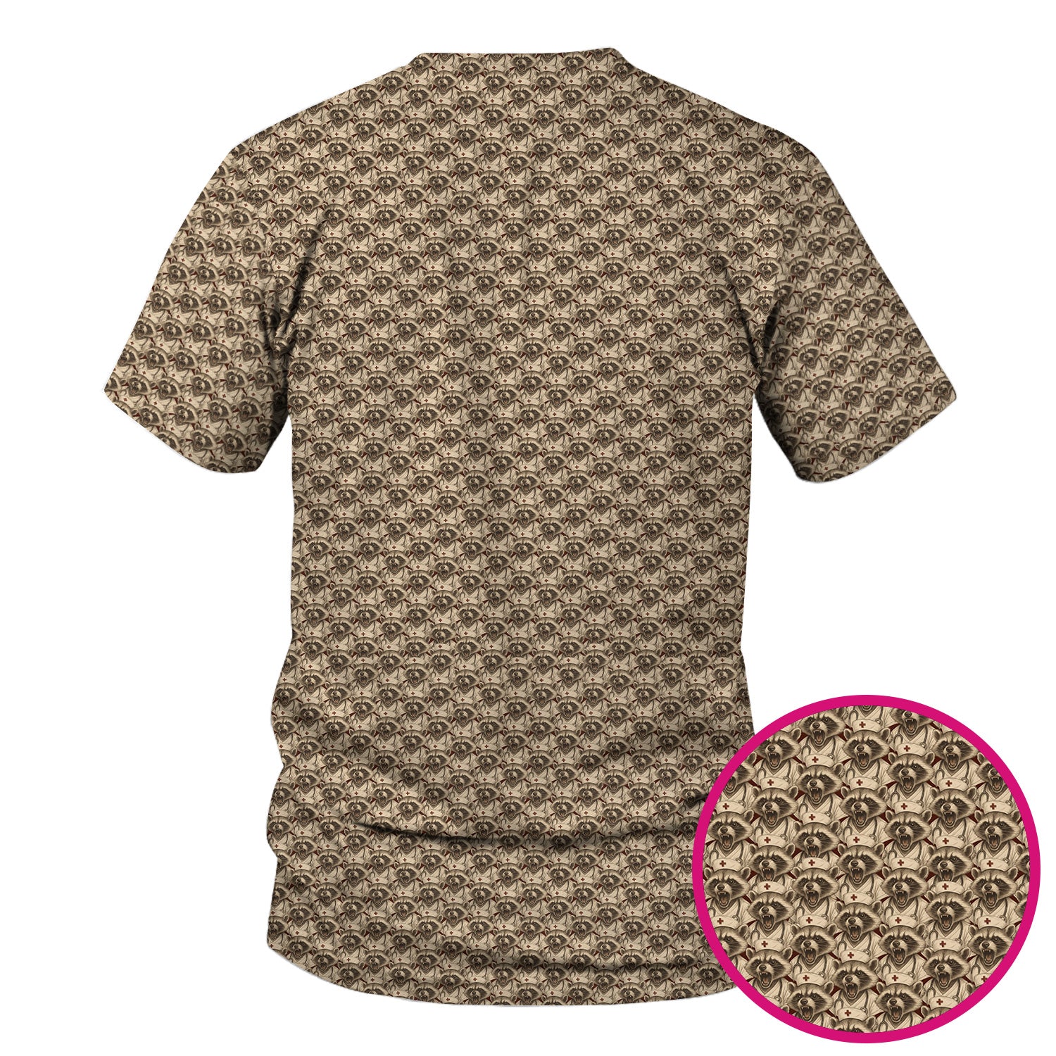 Funny Nurse Raccoon T-Shirt - All-Over Print Angry Raccoon Nurse Graphic Tee - Humor Gift for ER Nurses & Vet Techs