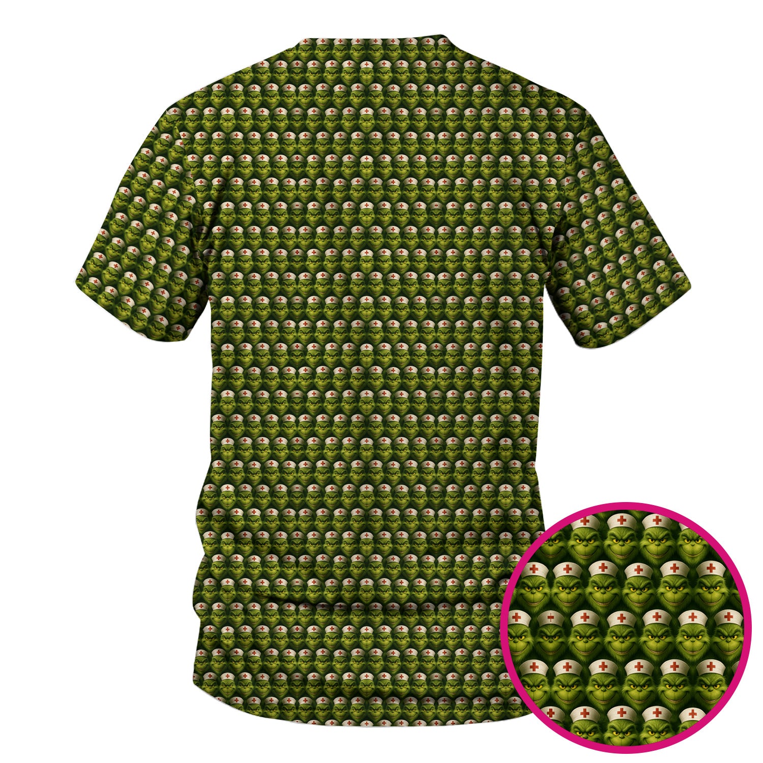 Personalized Nurse Grinch Scrub - Funny Christmas Scrub Top for Women - Custom RN LPN CNA Nursing Gift