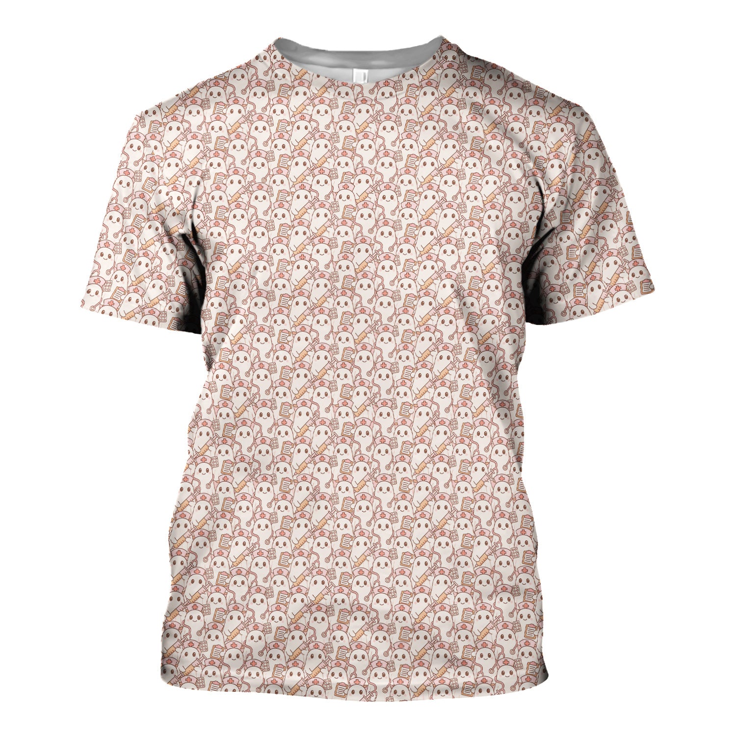 Cute Ghost Nurse Shirt - Spooky Ghost with Syringe & Pills Graphic Tee - Gift for Women RN LPN & Pediatric Nurses