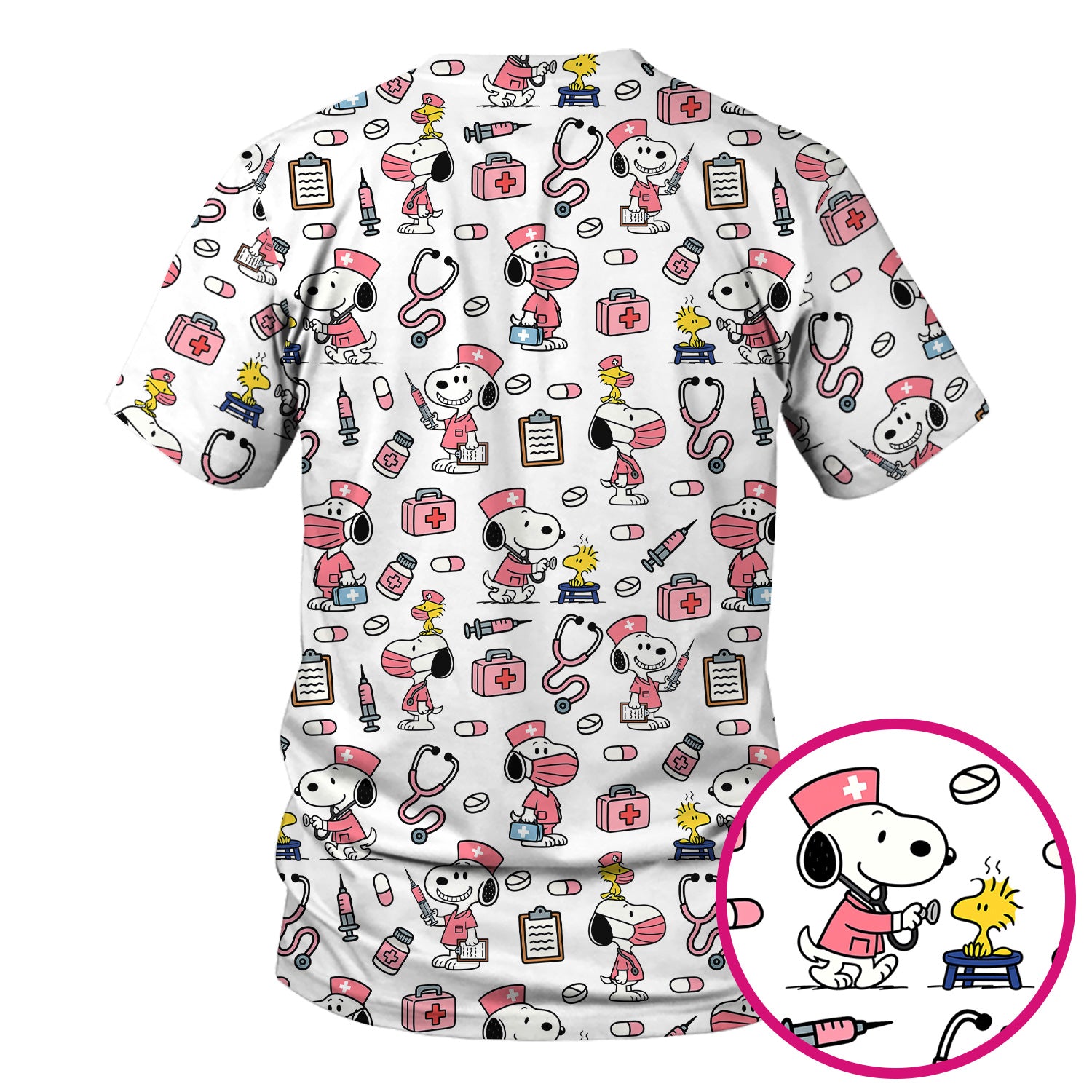 Custom Scrub Top for Nurses - Funny Snoopy Medical Scrub Shirt Multi Color - Cute Nursing Scrub Shirt with Handy Pockets