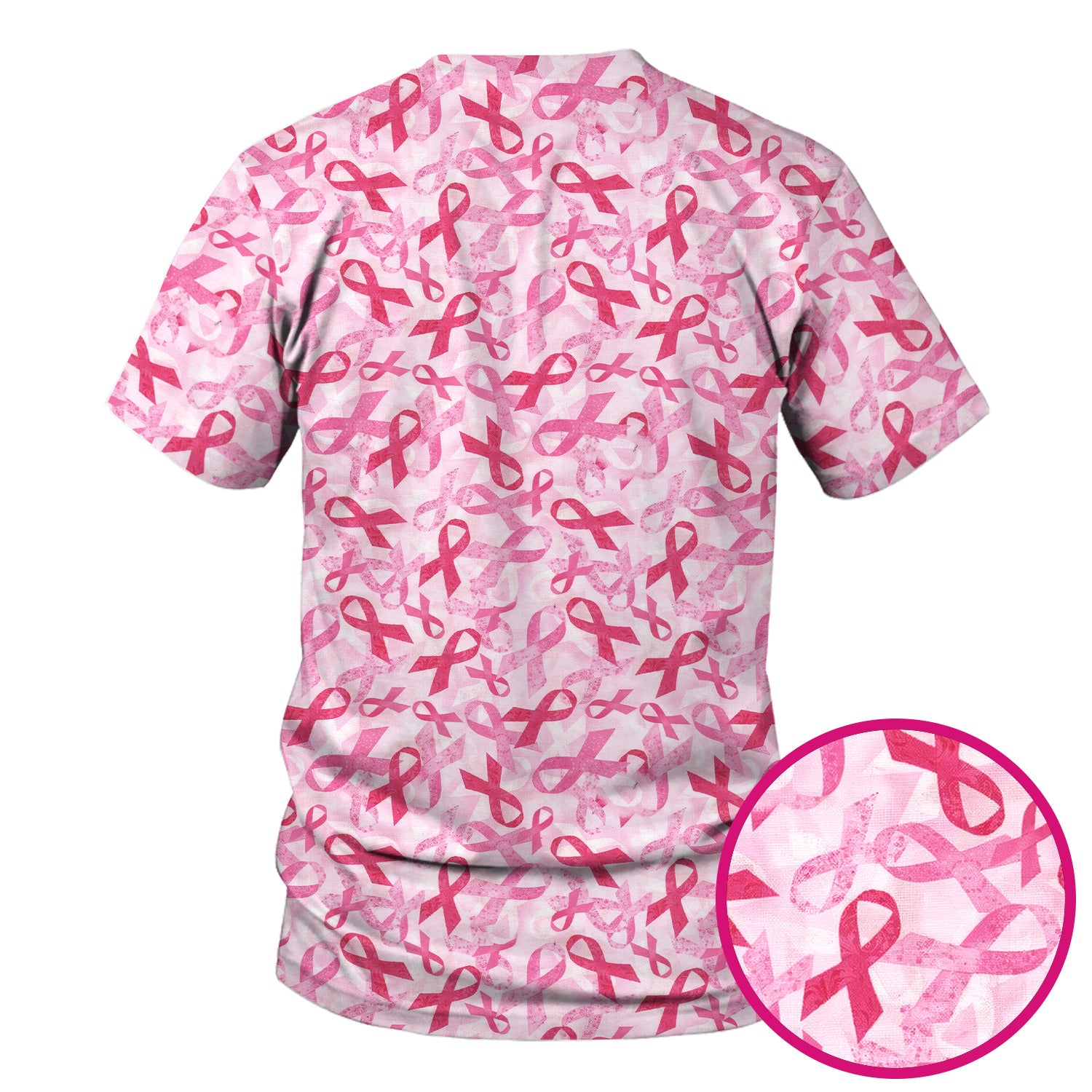 Breast Cancer Awareness Scrub Top - Pink Ribbon Nurse Shirt All Over Print - RN CNA LPN Gift