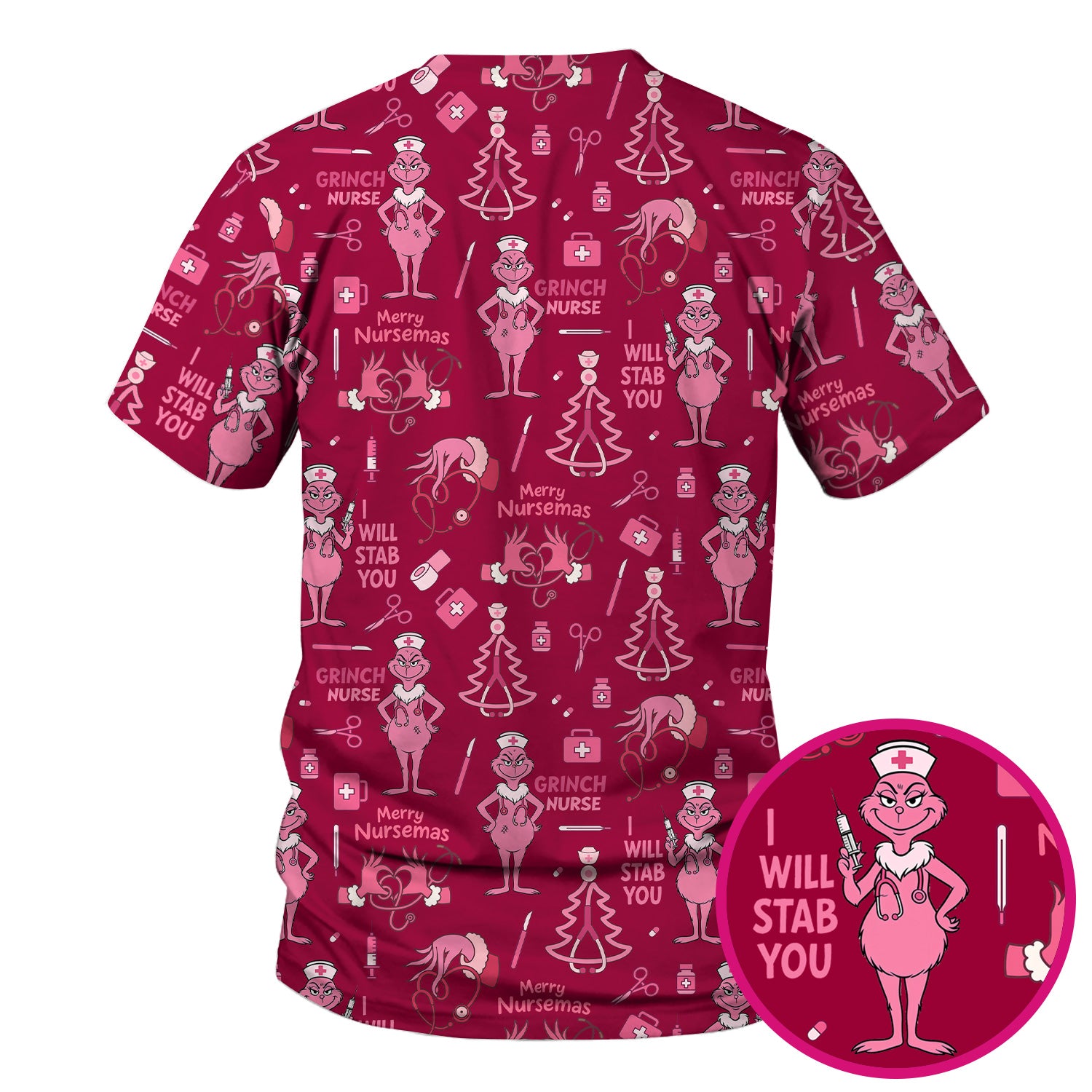 Funny Grinch Nurse Scrub Top - Merry Nursemas Shirt for Women - Multiple Color Options RN LPN CNA Gift