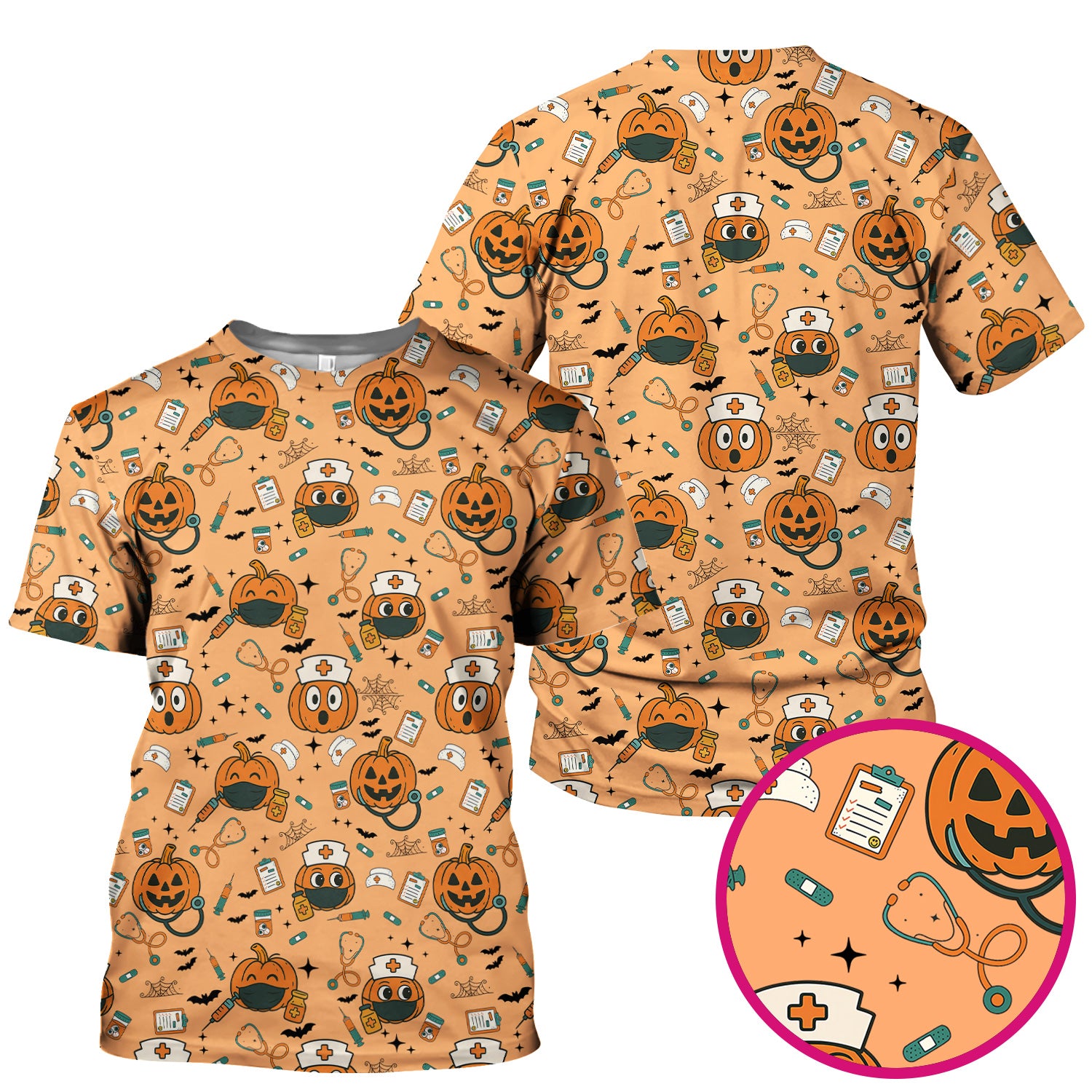 Halloween Nurse Scrub Top - Cute Holiday Scrub for Nurse - Spooky Halloween Gift for CNA RN LPN