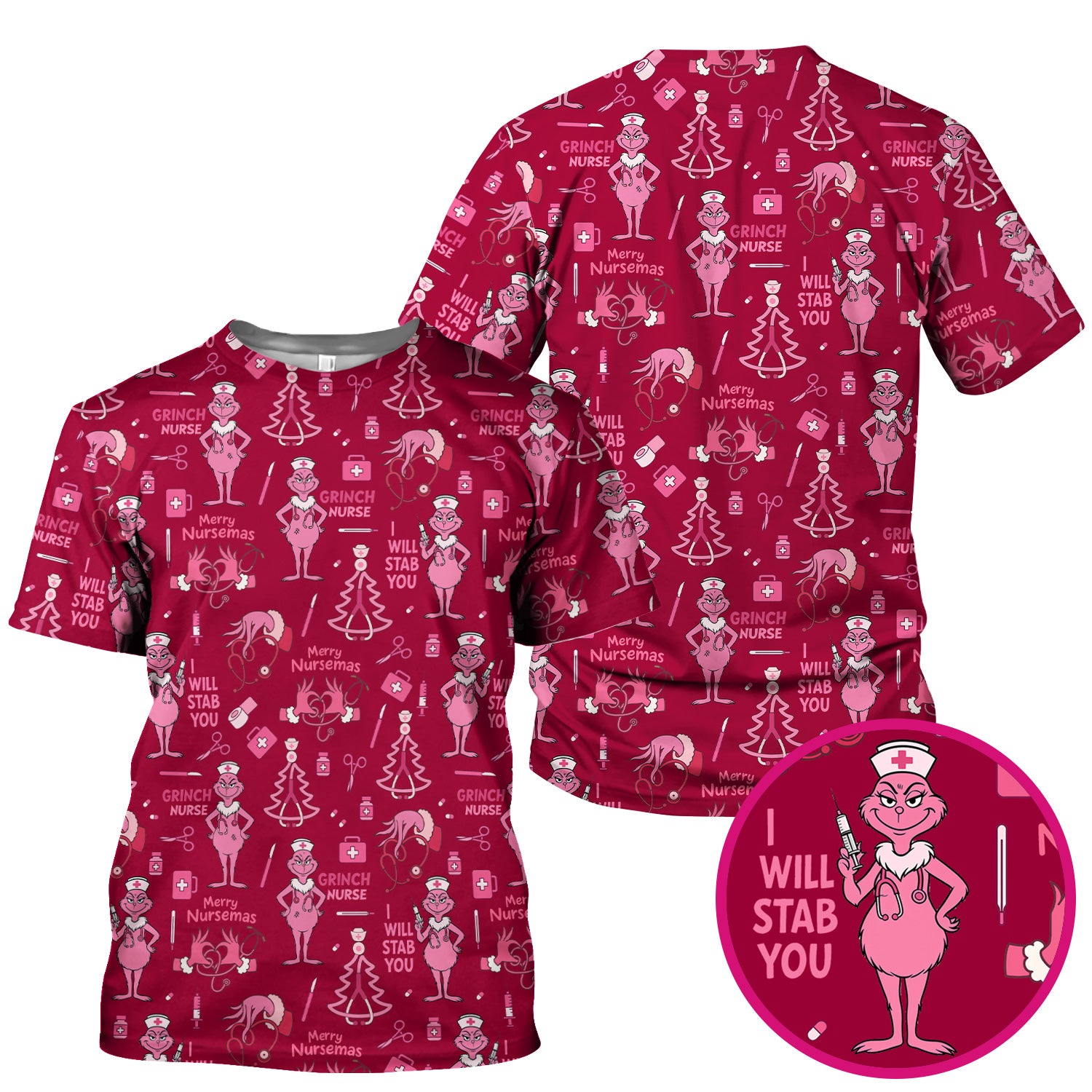 Funny Grinch Nurse Scrub Top - Merry Nursemas Shirt for Women - Multiple Color Options RN LPN CNA Gift
