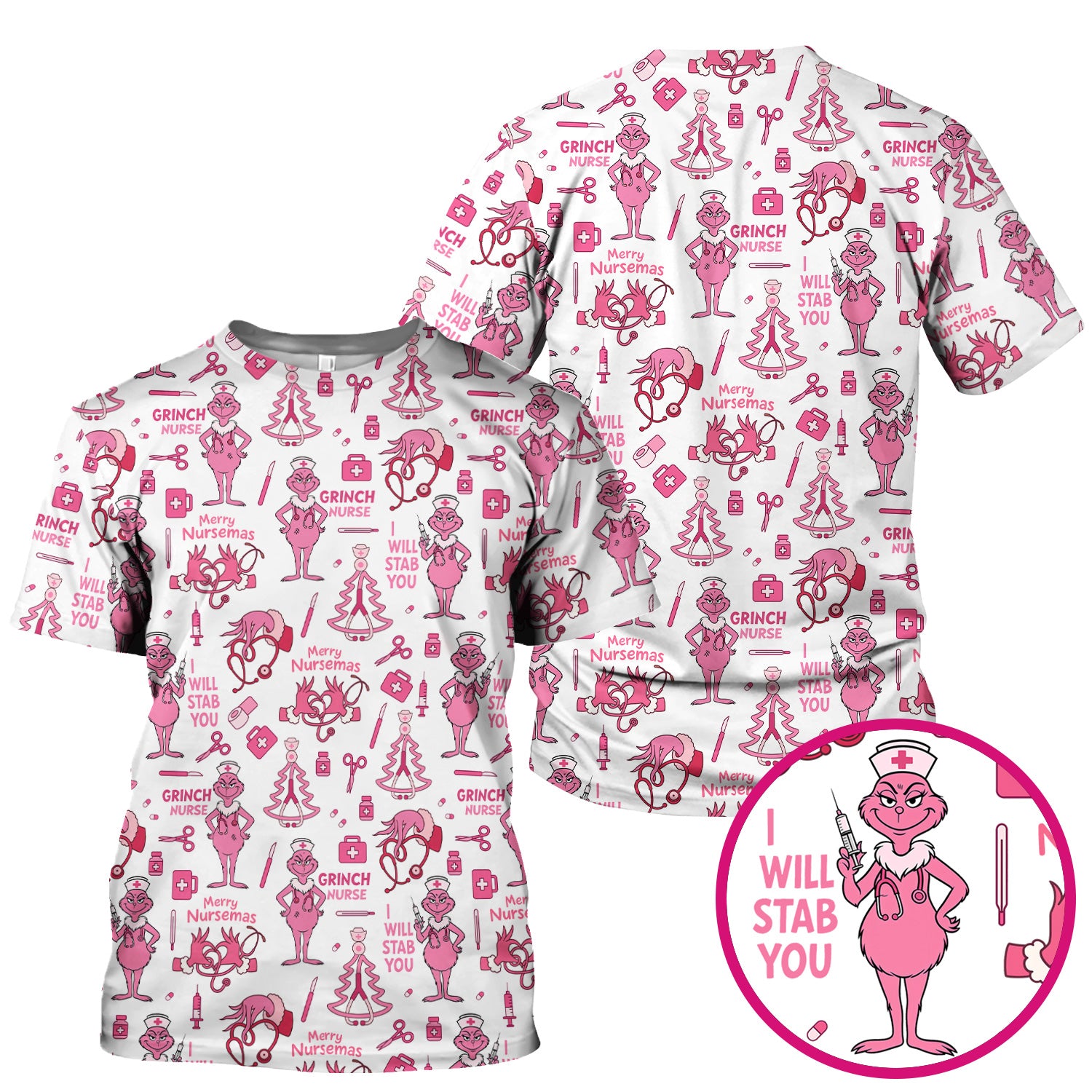 Funny Grinch Nurse Scrub Top - Merry Nursemas Shirt for Women - Multiple Color Options RN LPN CNA Gift
