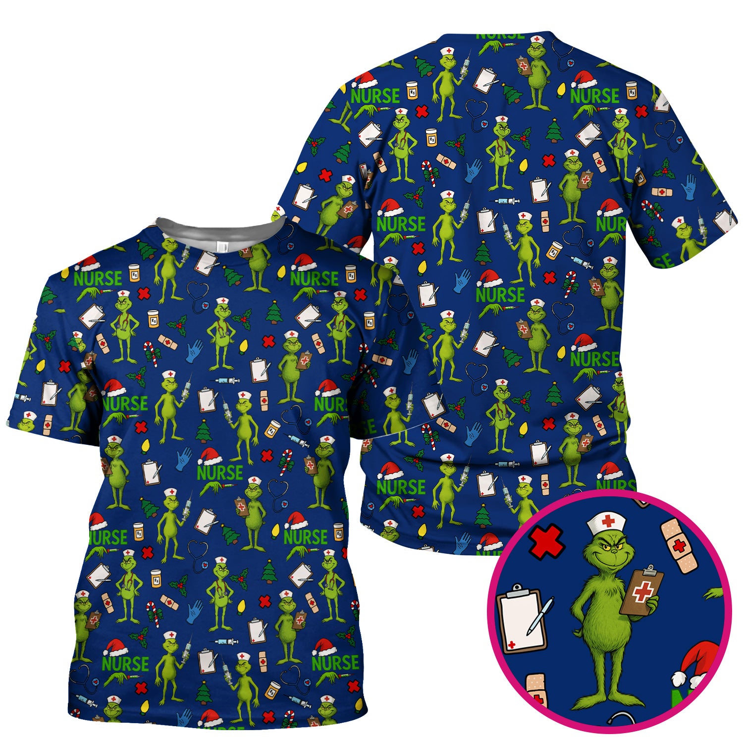 Funny Grinch Nurse Scrub Top - Christmas Holiday Medical Shirt - Multiple Color Options CNA RN LPN Gift