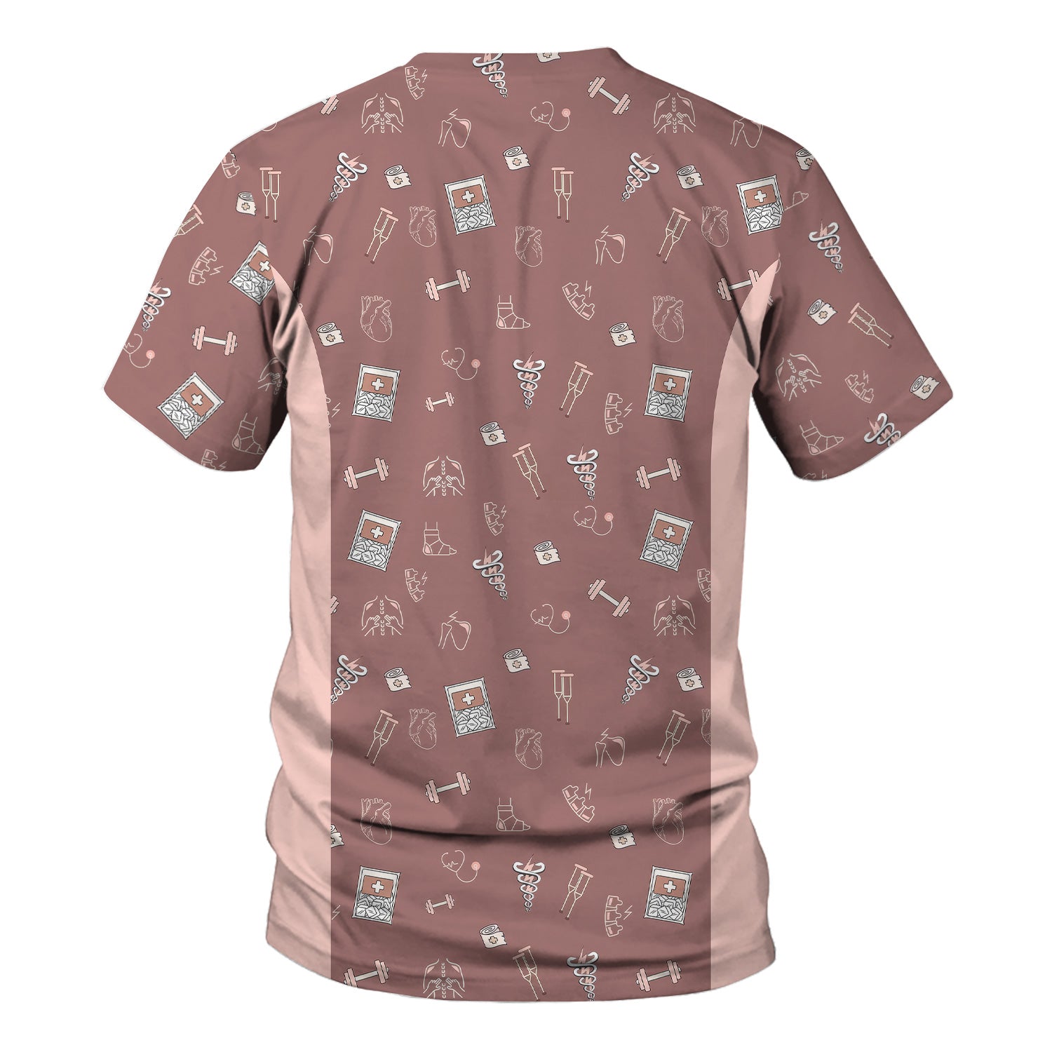 Funny Nurse Fitness Shirt - All-Over Print Medical & Gym Icons Graphic Tee - Gift for RN LPN CNA