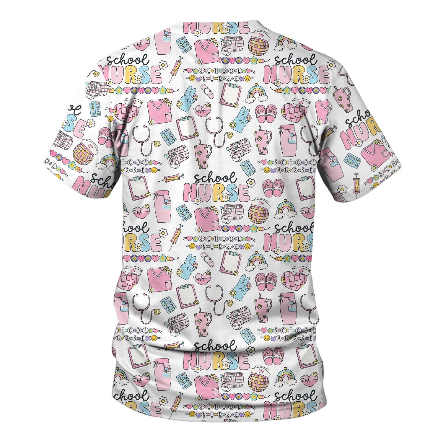 Funny School Nurse Life Shirt - Cute Medical Icons Graphic Tee - Gift for Women RN LPN Healthcare Workers