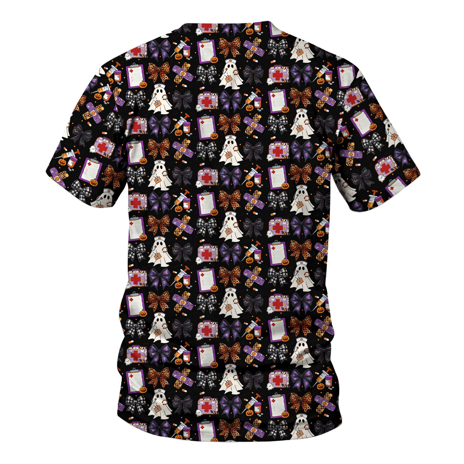 Cute Halloween Shirt for Nurses - Spooky Ghost Pumpkin & Medical Icons Graphic Tee - Gift for RN LPN CNA