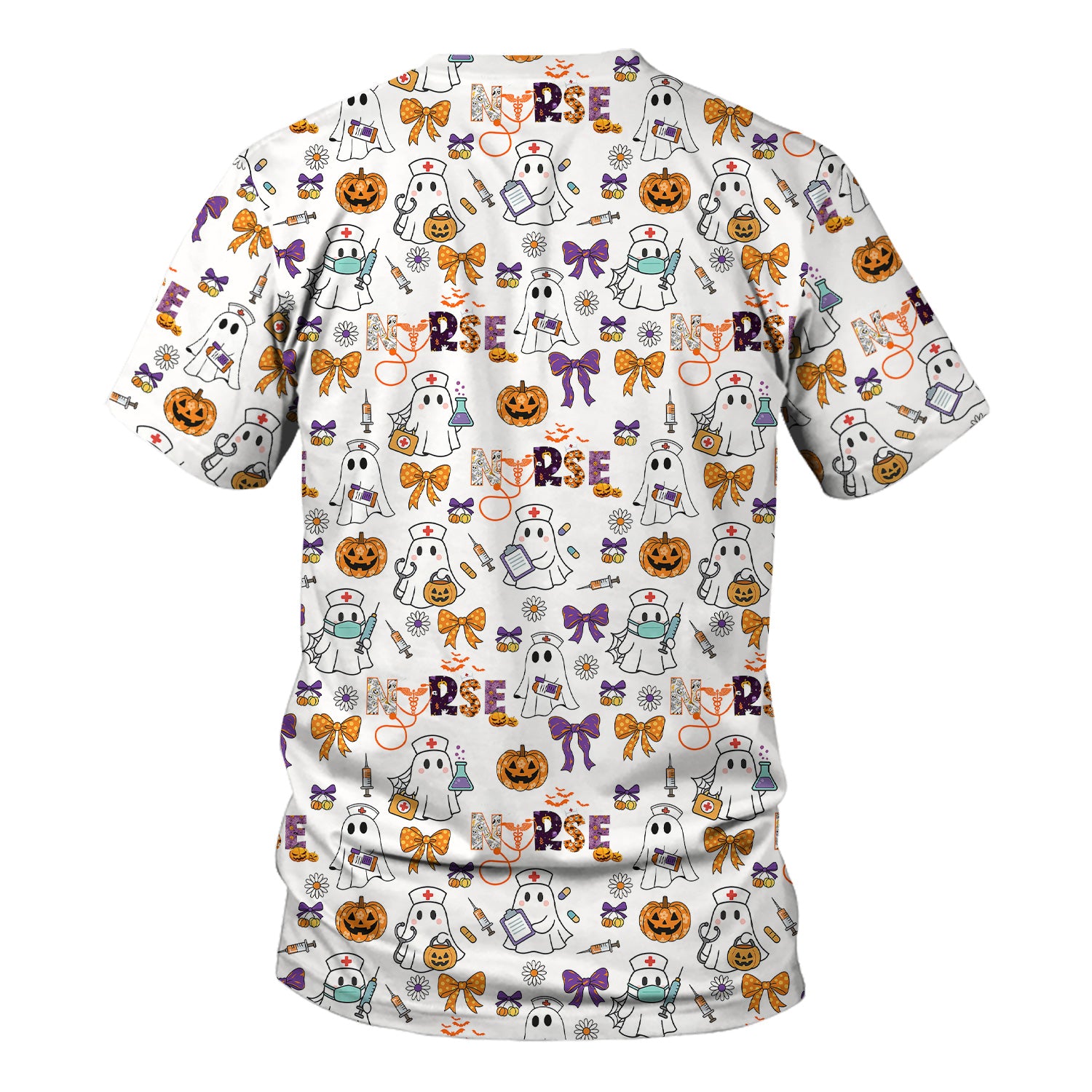 Halloween Nurse Shirt for Women - Cute Ghost Pumpkin Medical Graphic Tee - Gift for RN LPN CNA