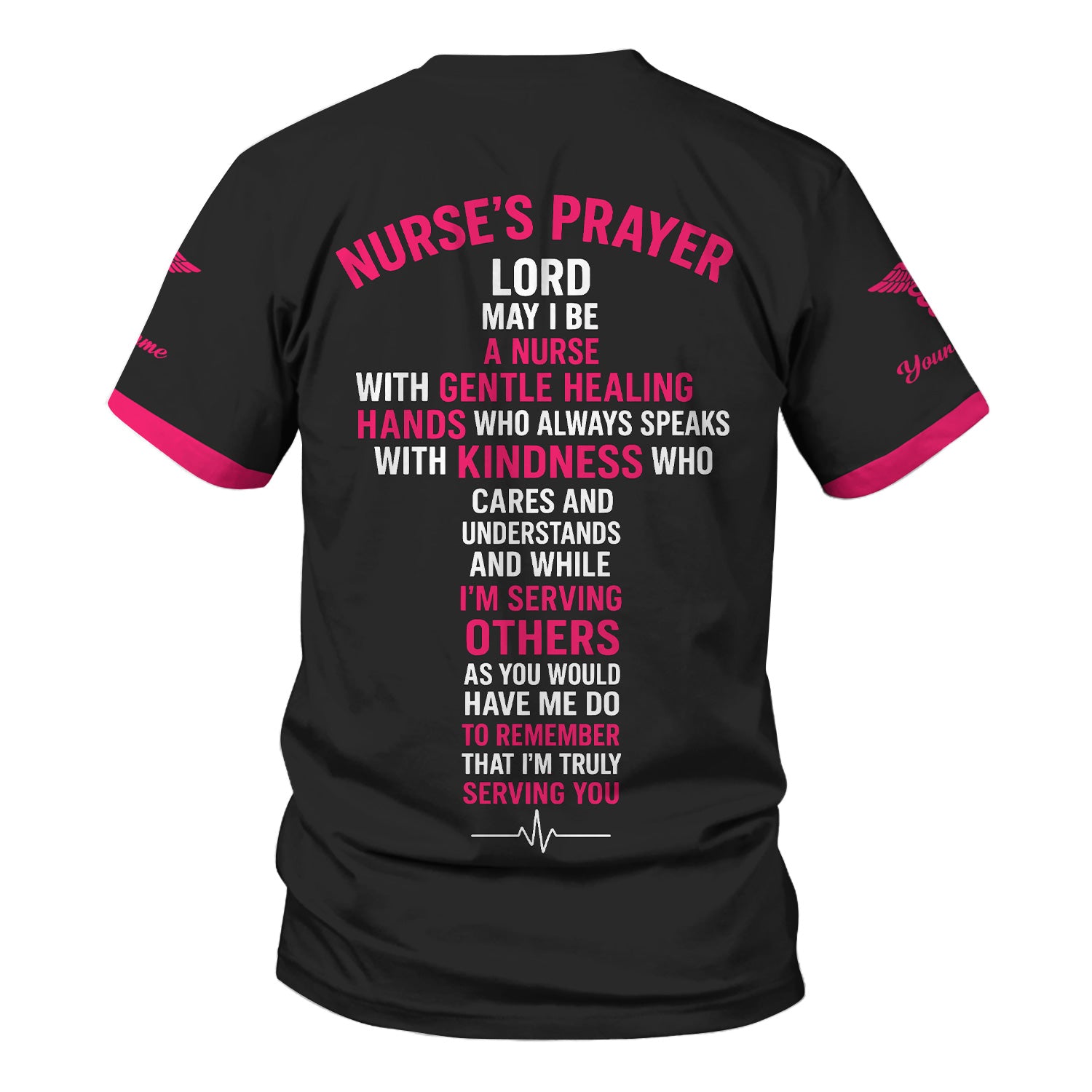Personalized Nurse Prayer Quote Scrub Top - Custom Cross & Stethoscope Design - RN LPN CNA Healthcare Workers Gift