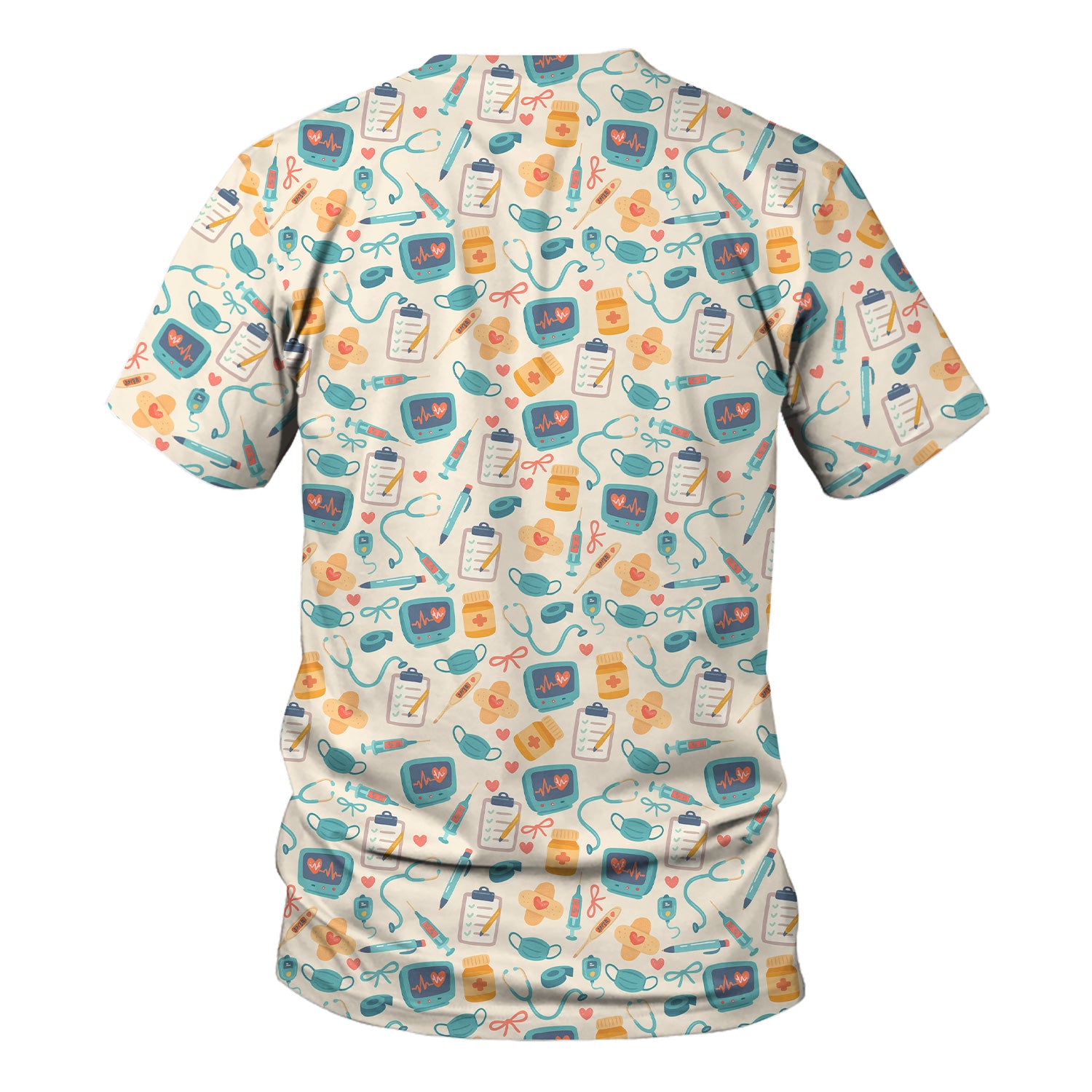Funny Nurse Shirt with Medical Icons - Stethoscope Mask & Pills Graphic Tee - Gift for Women RN LPN CNA Workers