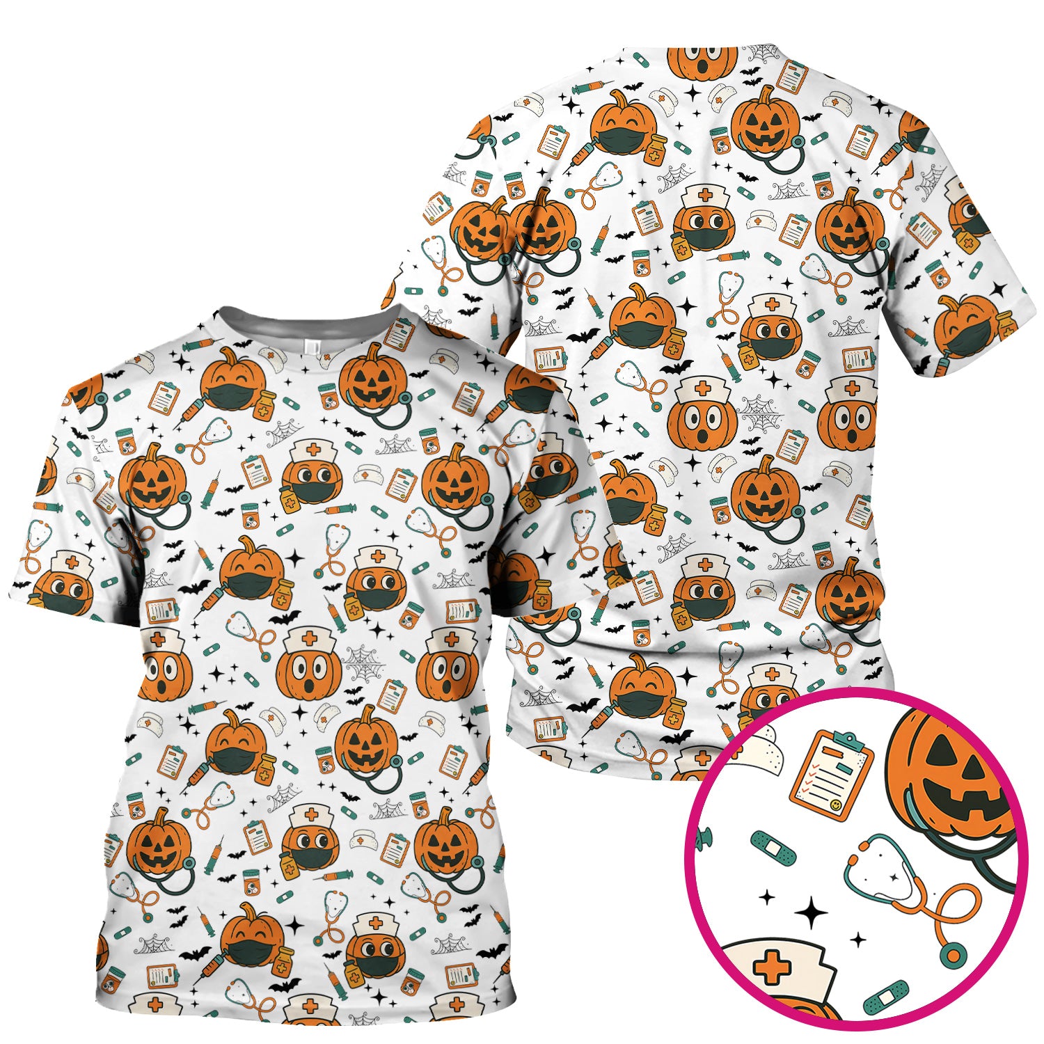 Halloween Nurse Scrub Top - Cute Holiday Scrub for Nurse - Spooky Halloween Gift for CNA RN LPN