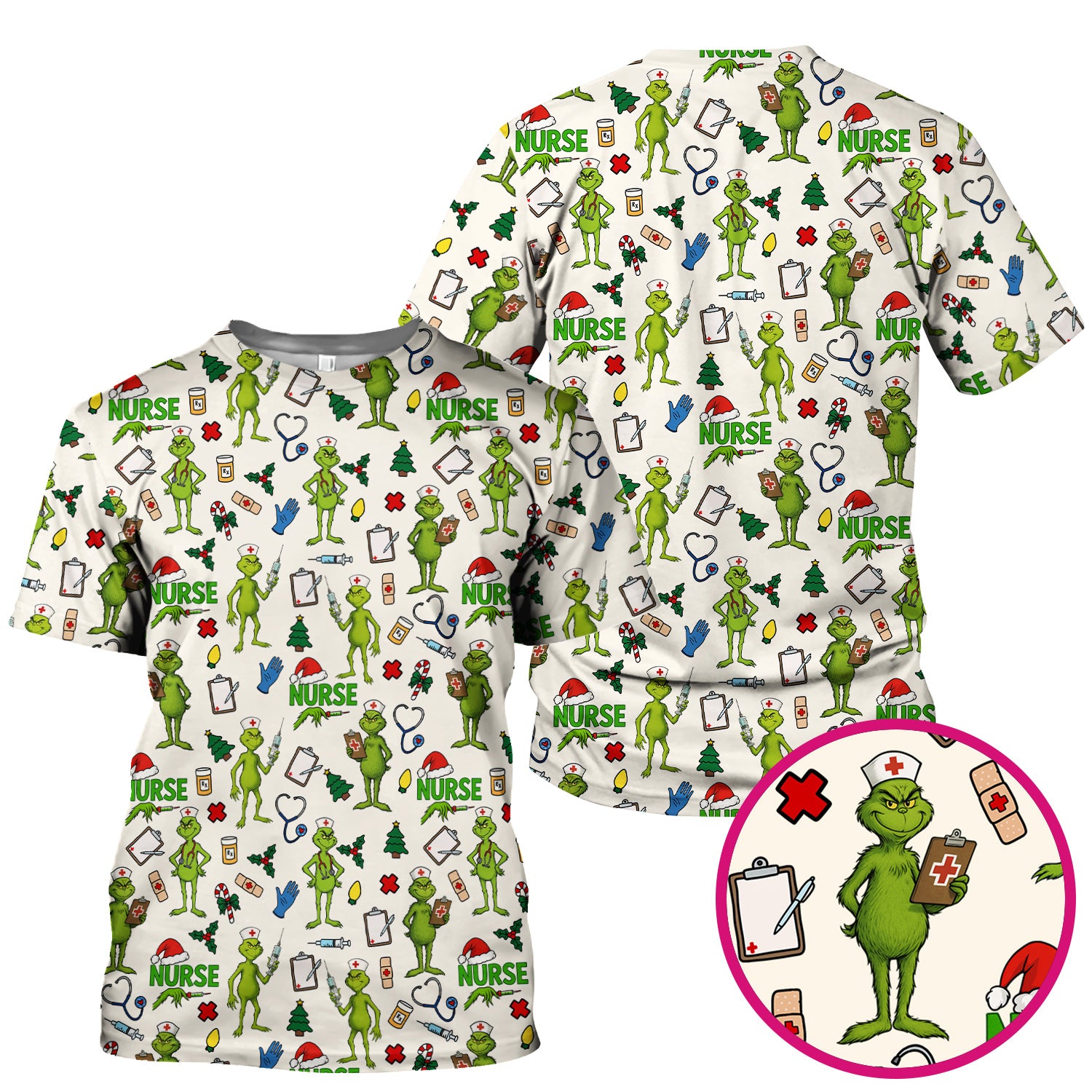 Funny Grinch Nurse Scrub Top - Christmas Holiday Medical Shirt - Multiple Color Options CNA RN LPN Gift