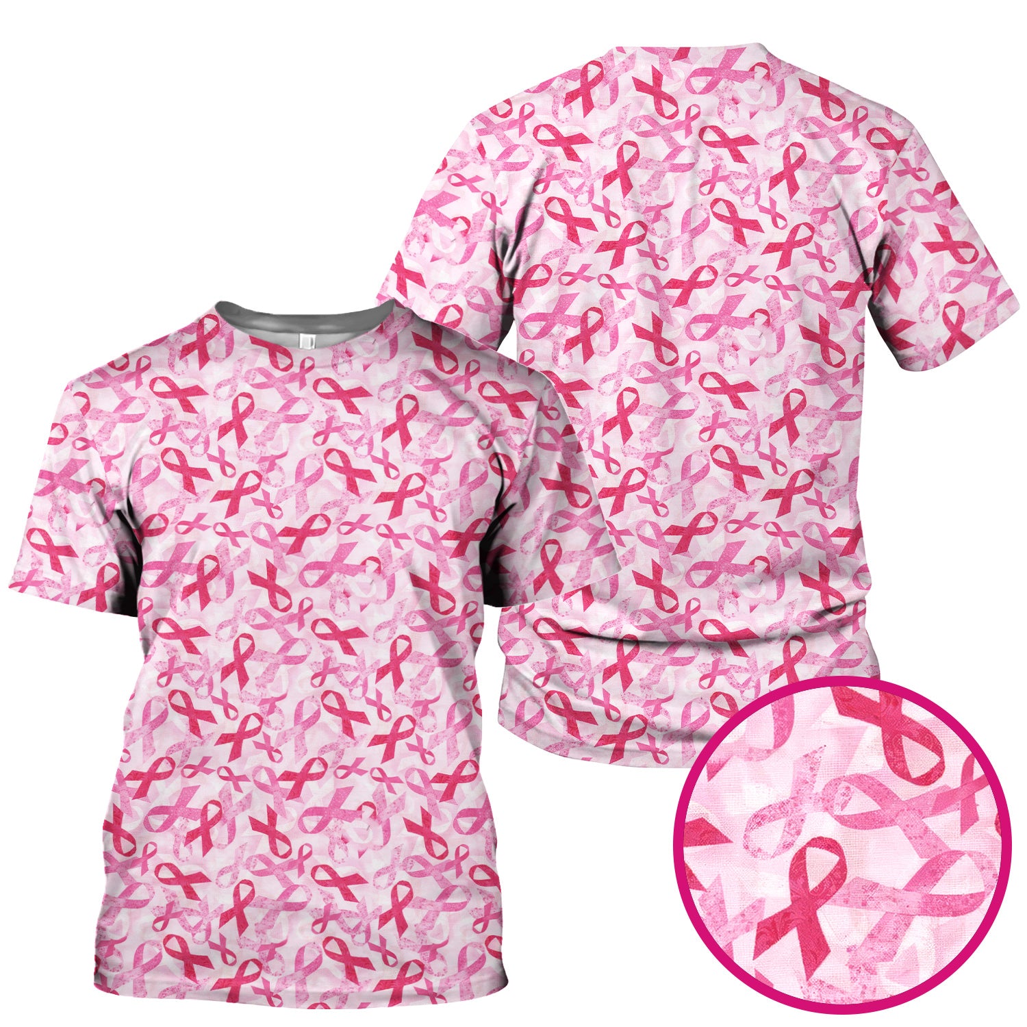 Breast Cancer Awareness Scrub Top - Pink Ribbon Nurse Shirt All Over Print - RN CNA LPN Gift